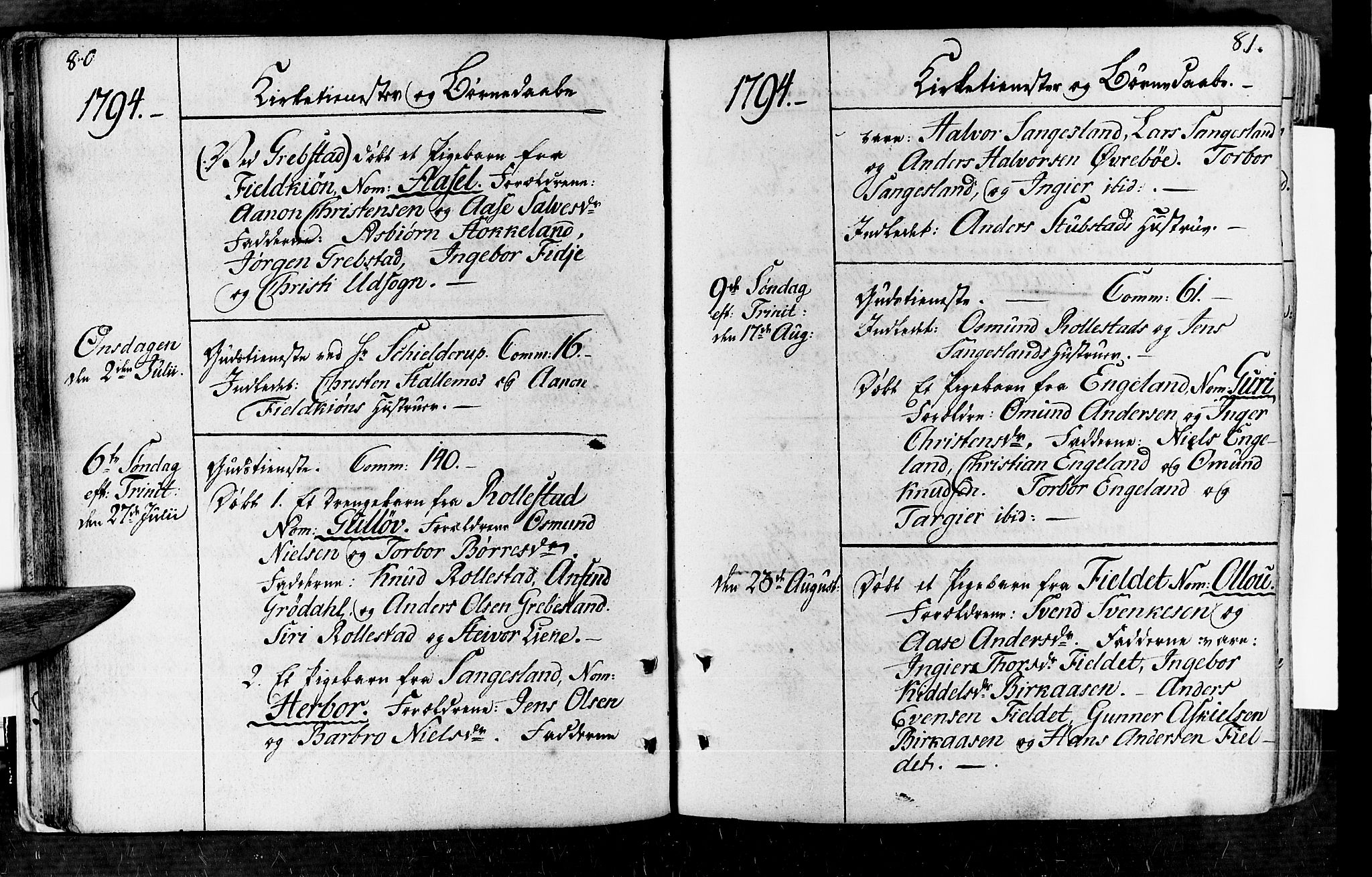 Vennesla sokneprestkontor, SAK/1111-0045/Fa/Fac/L0002: Parish register (official) no. A 2, 1785-1834, p. 80-81