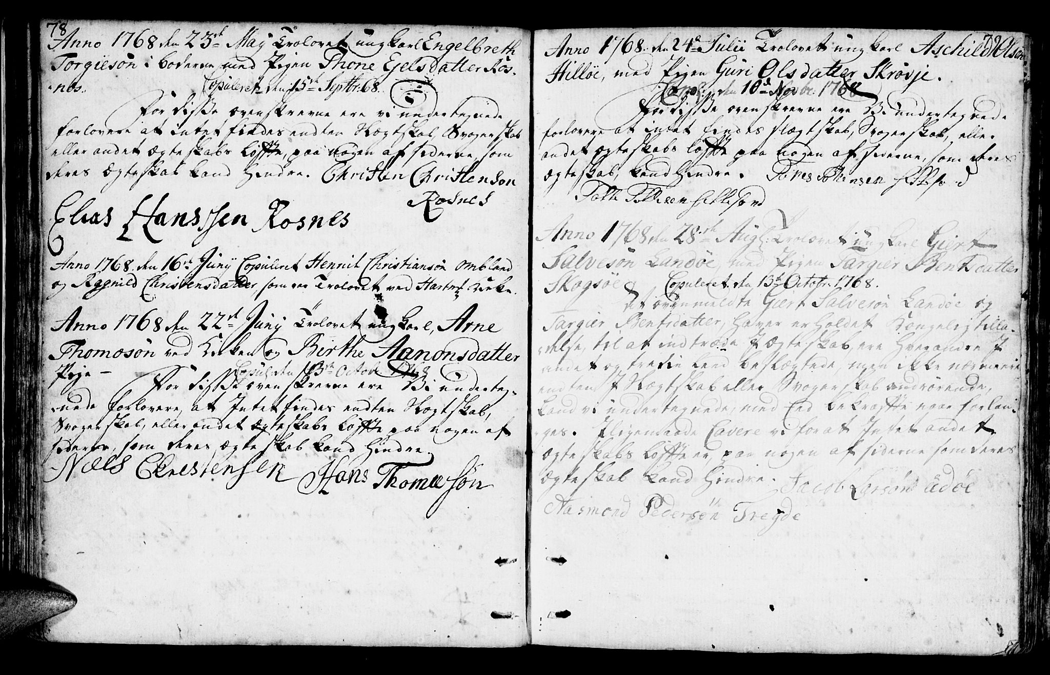 Mandal sokneprestkontor, AV/SAK-1111-0030/F/Fa/Faa/L0006: Parish register (official) no. A 6, 1755-1783, p. 78-79