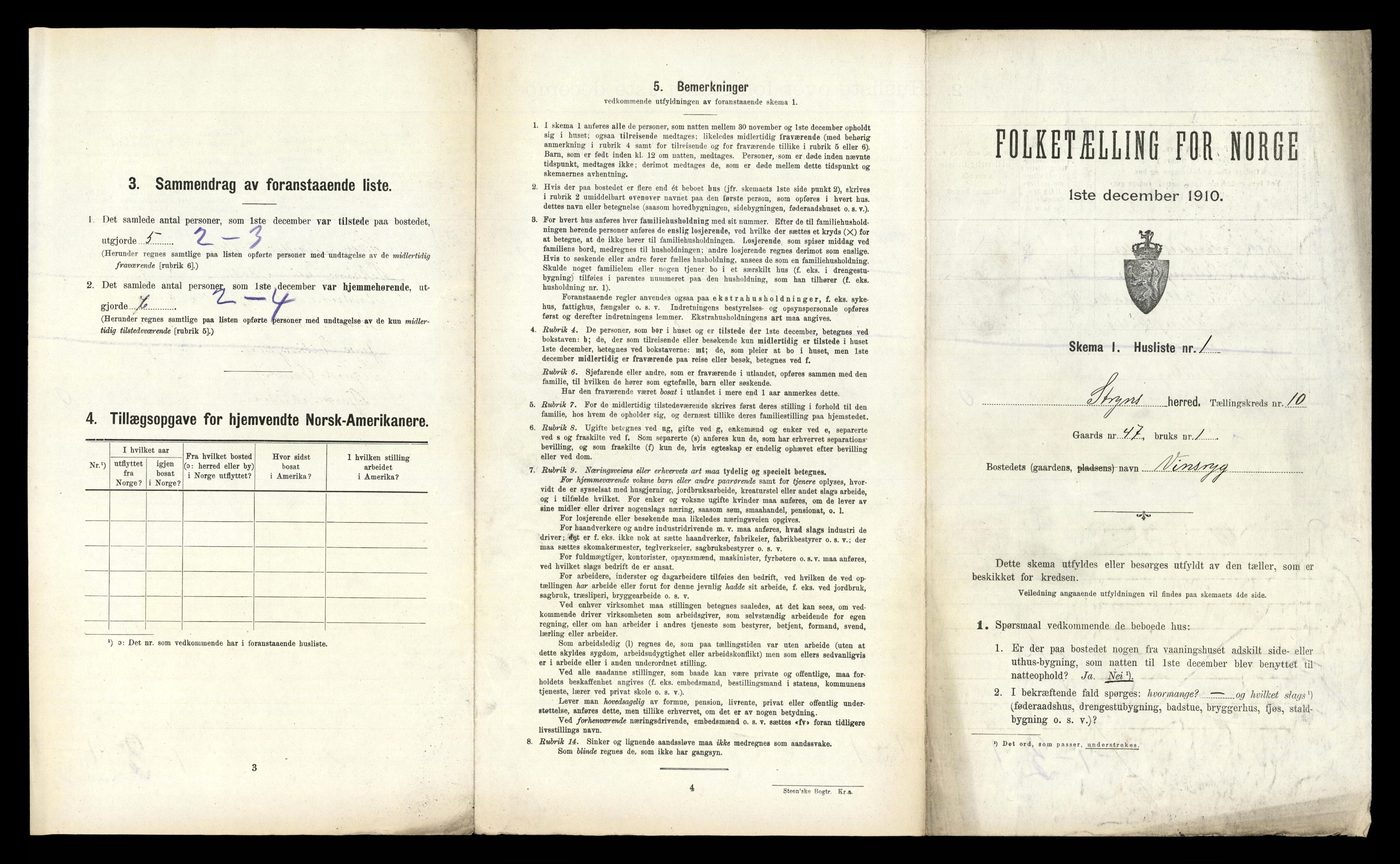 RA, 1910 census for Stryn, 1910, p. 709