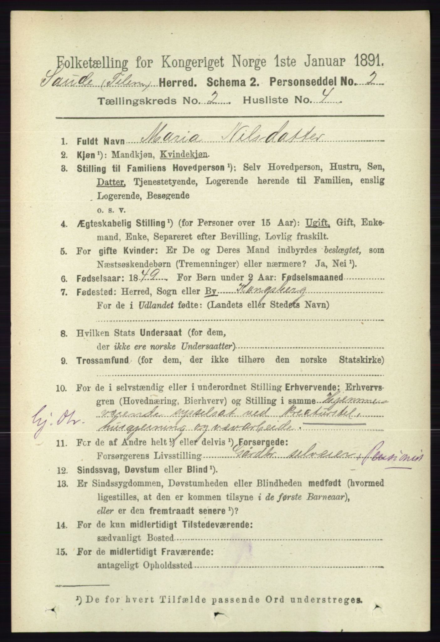 RA, 1891 census for 0822 Sauherad, 1891, p. 466