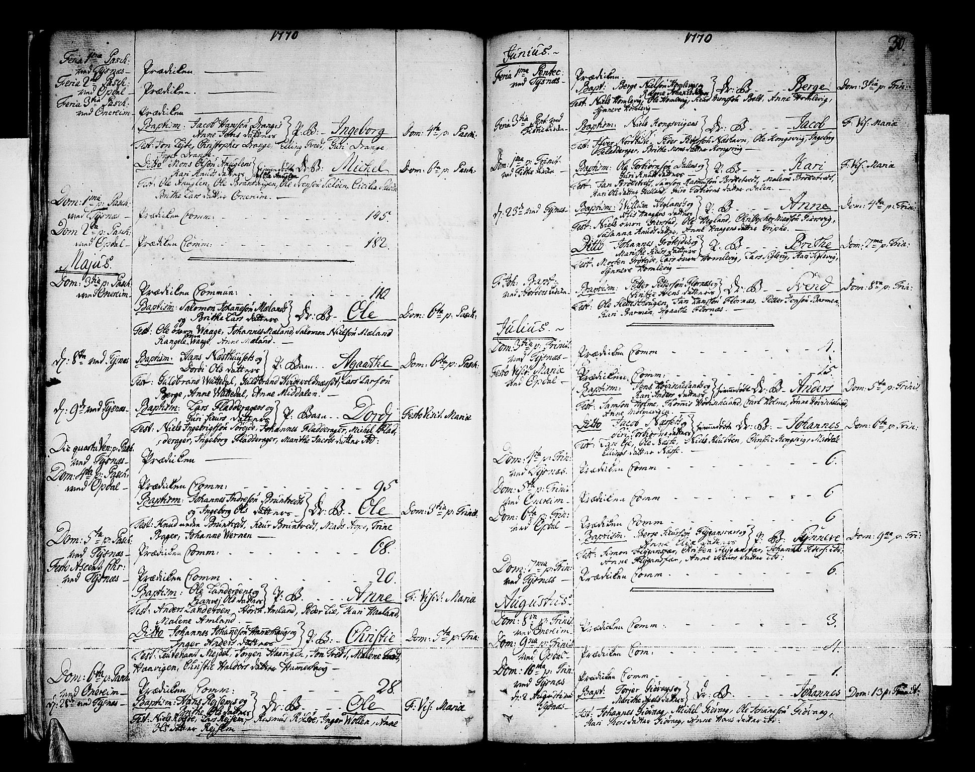 Tysnes sokneprestembete, SAB/A-78601/H/Haa: Parish register (official) no. A 5, 1762-1793, p. 30