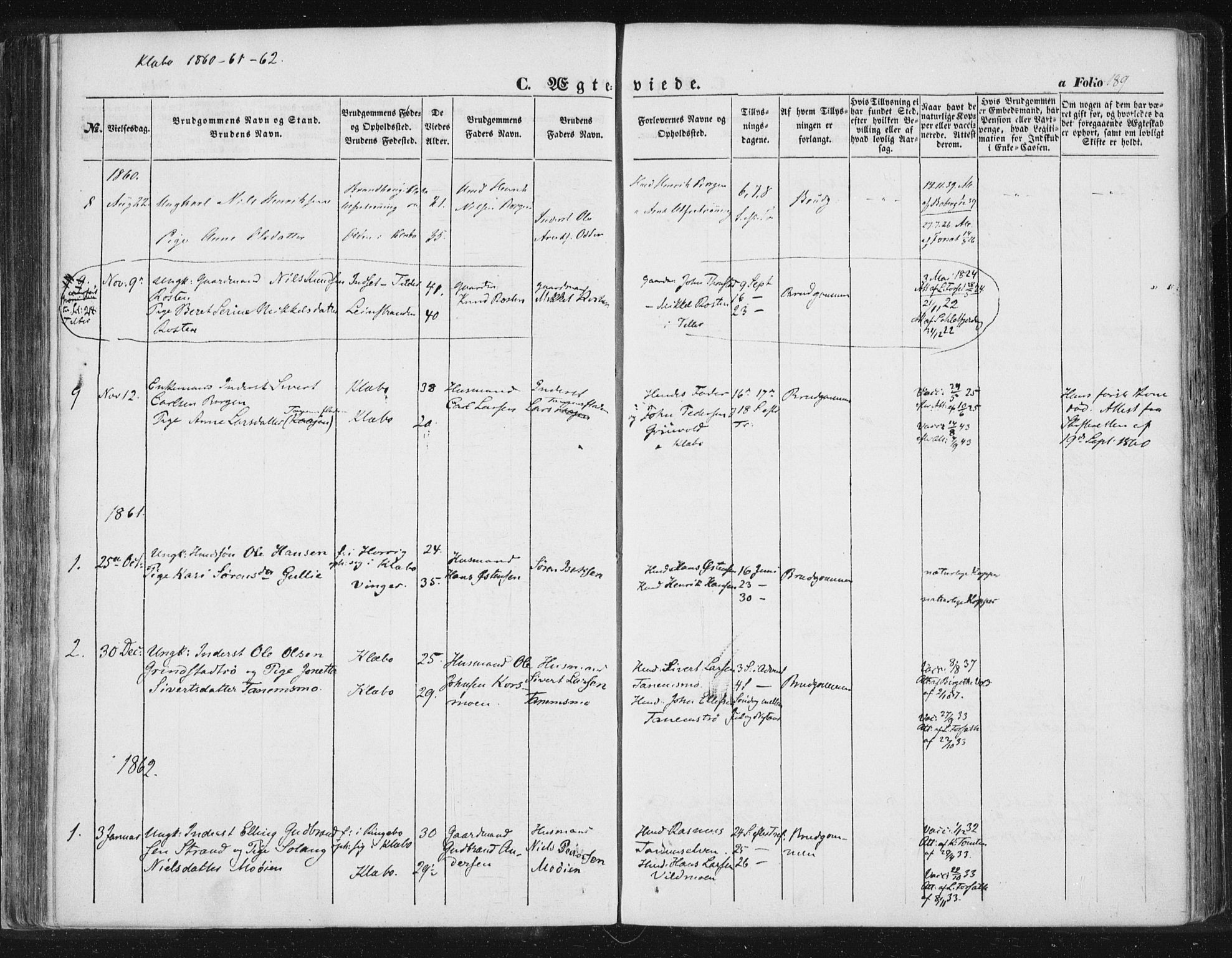 Ministerialprotokoller, klokkerbøker og fødselsregistre - Sør-Trøndelag, SAT/A-1456/618/L0441: Parish register (official) no. 618A05, 1843-1862, p. 189