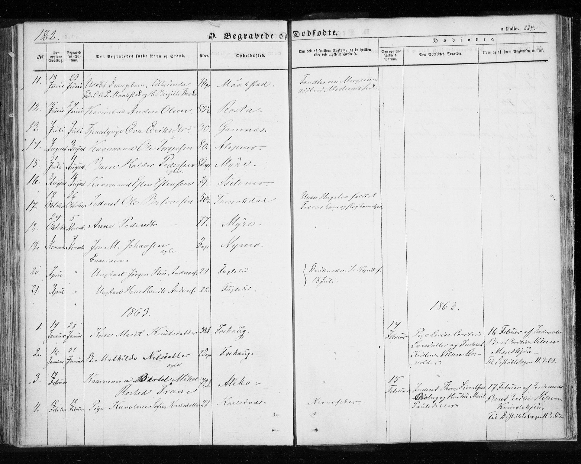 Målselv sokneprestembete, SATØ/S-1311/G/Ga/Gaa/L0003kirke: Parish register (official) no. 3, 1853-1863, p. 224