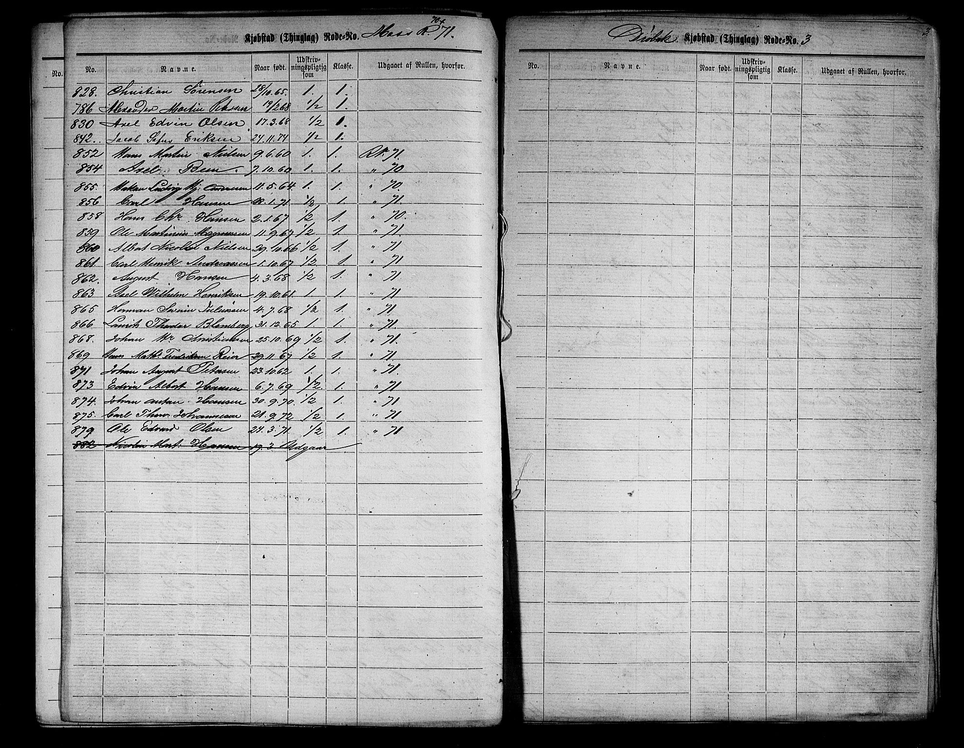 Drøbak mønstringskontor, SAO/A-10569f/F/Fc/Fcc/L0002: Utskrivningsrulle, 1860