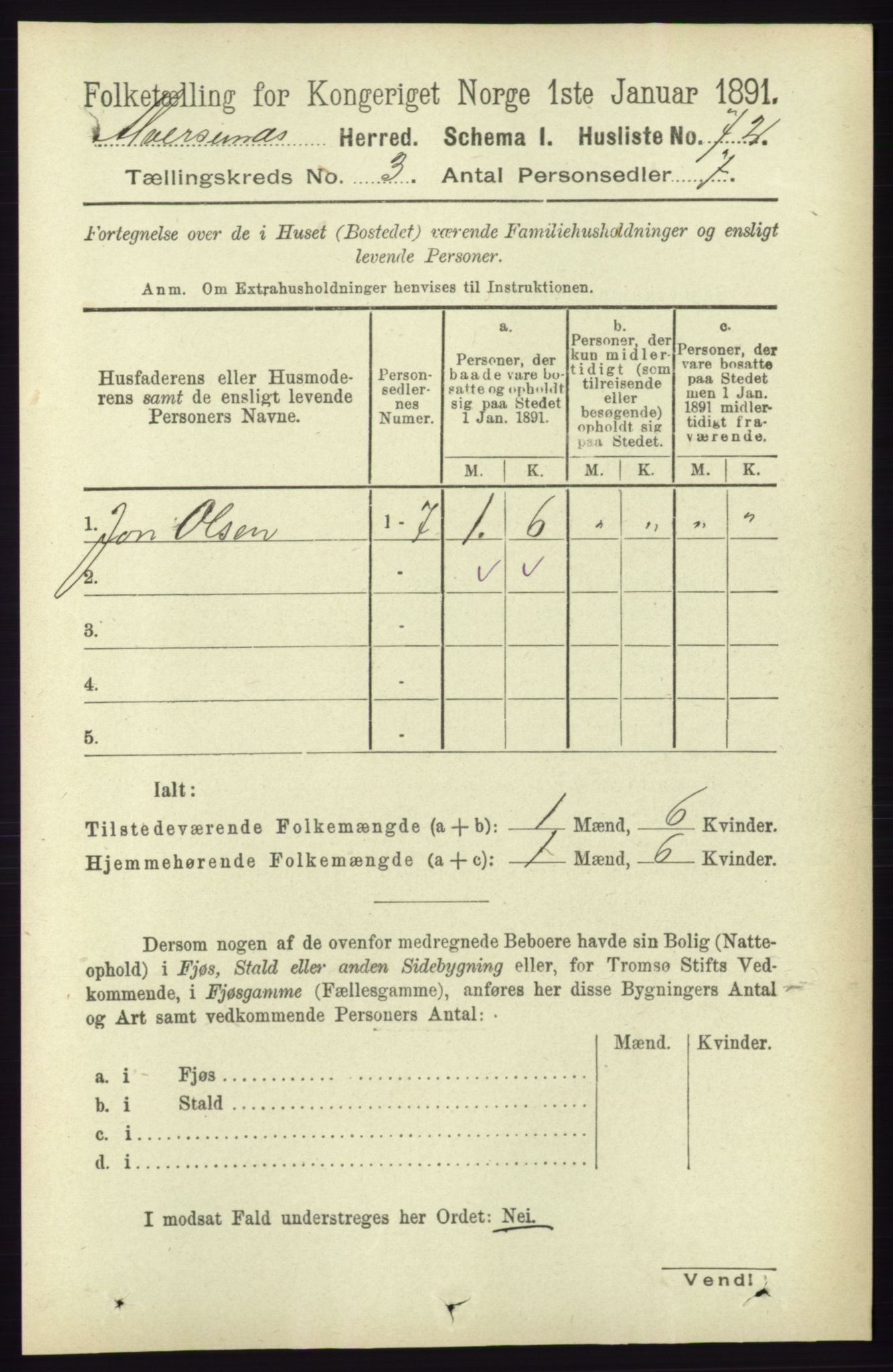 RA, 1891 census for 1257 Alversund, 1891, p. 1016