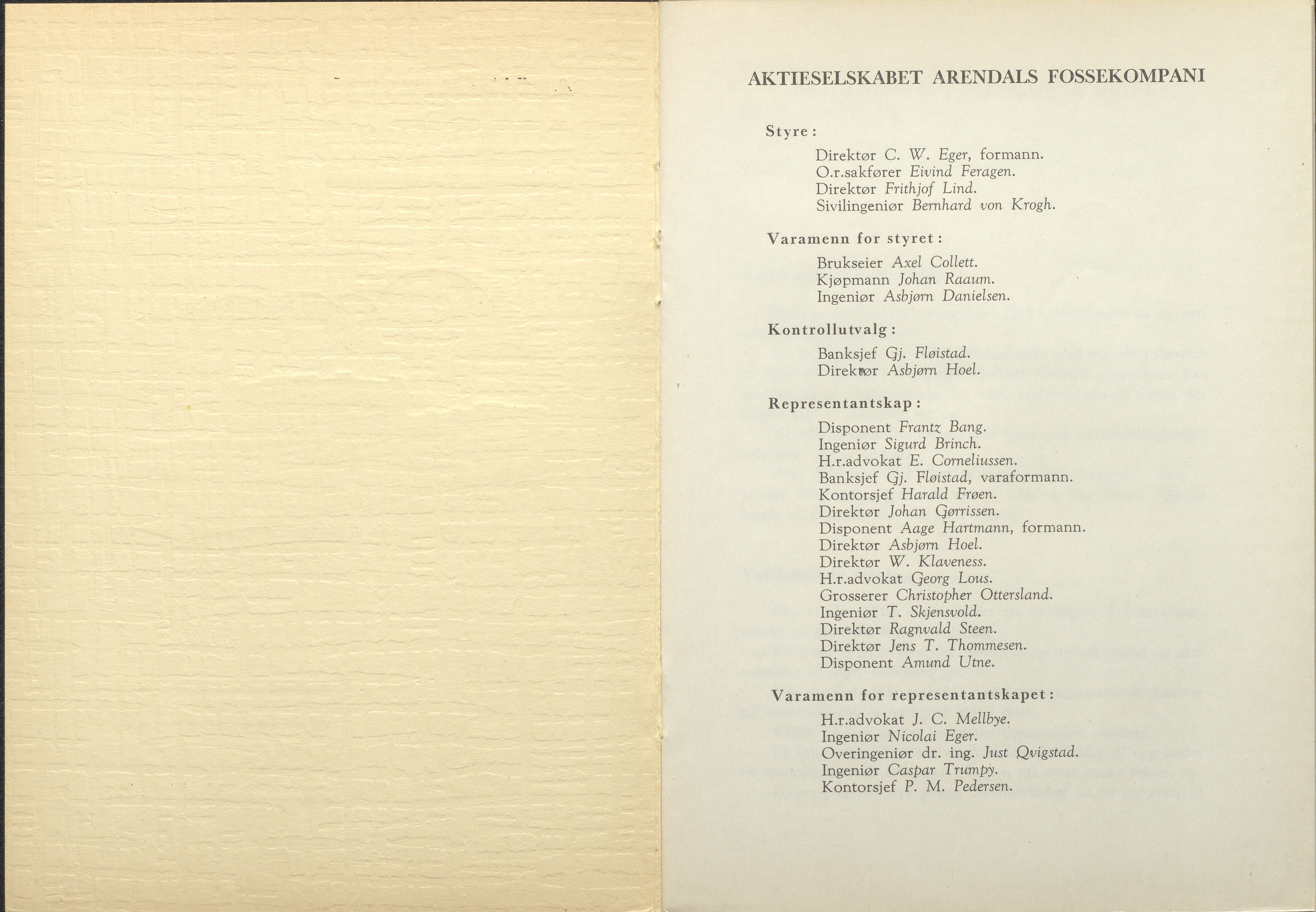 Arendals Fossekompani, AAKS/PA-2413/X/X01/L0001/0012: Beretninger, regnskap, balansekonto, gevinst- og tapskonto / Beretning, regnskap 1945 - 1962, 1945-1962, p. 68