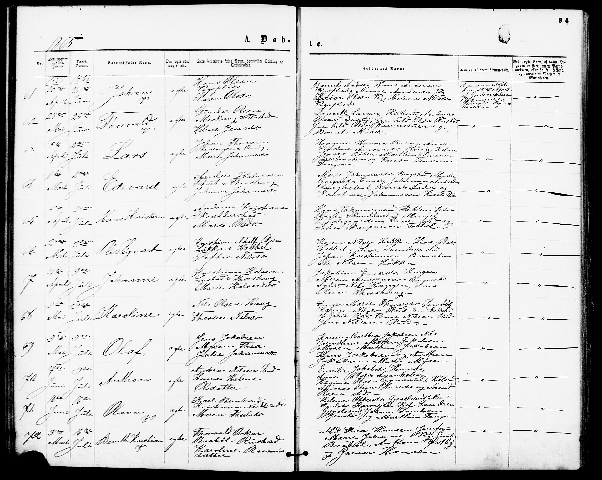 Enebakk prestekontor Kirkebøker, AV/SAO-A-10171c/F/Fa/L0011: Parish register (official) no. I 11, 1862-1882, p. 34