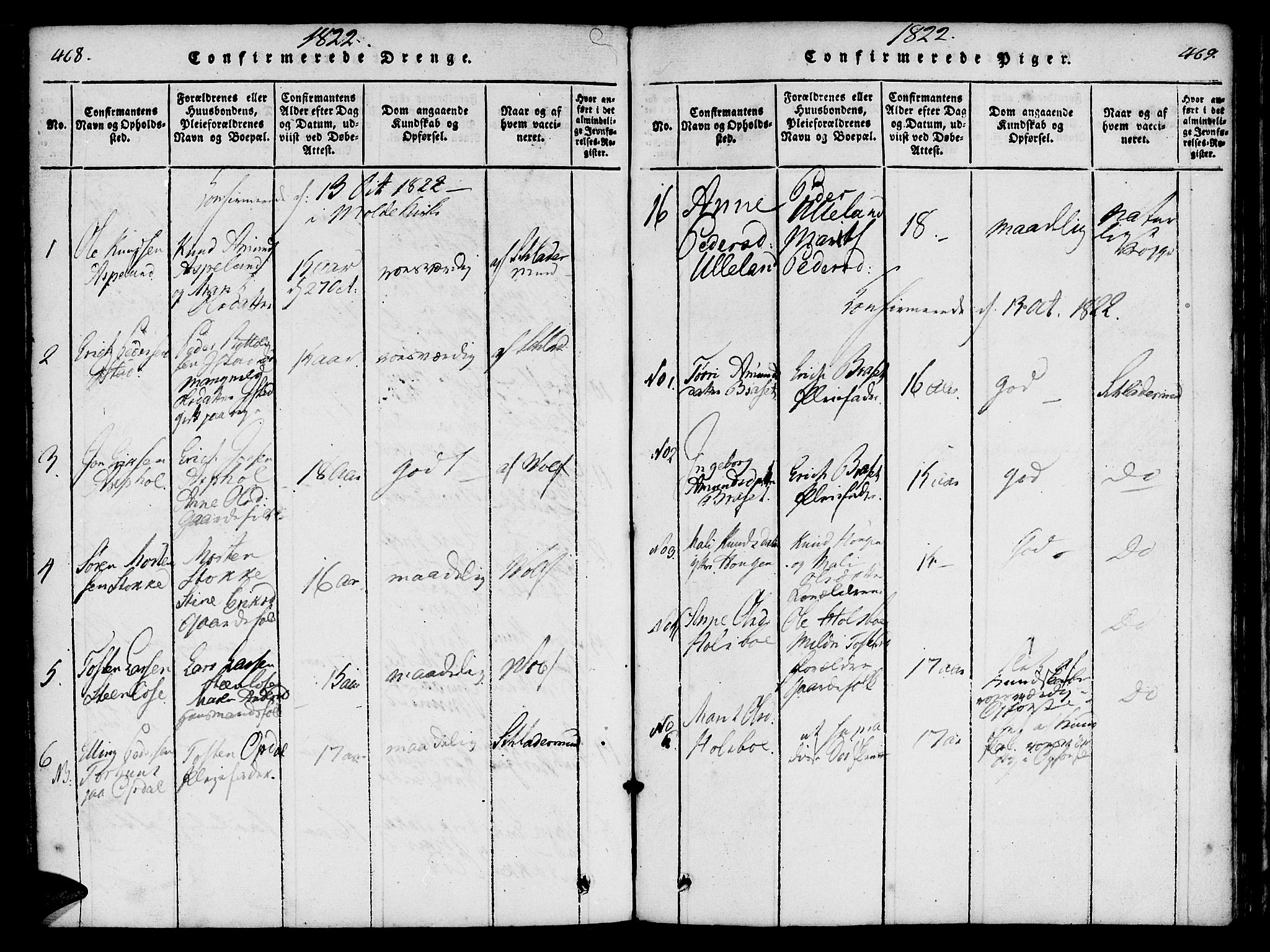 Ministerialprotokoller, klokkerbøker og fødselsregistre - Møre og Romsdal, AV/SAT-A-1454/557/L0679: Parish register (official) no. 557A01, 1818-1843, p. 468-469