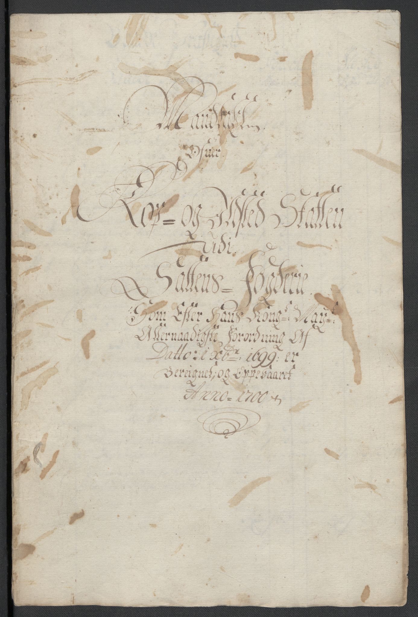 Rentekammeret inntil 1814, Reviderte regnskaper, Fogderegnskap, AV/RA-EA-4092/R66/L4579: Fogderegnskap Salten, 1697-1700, p. 291