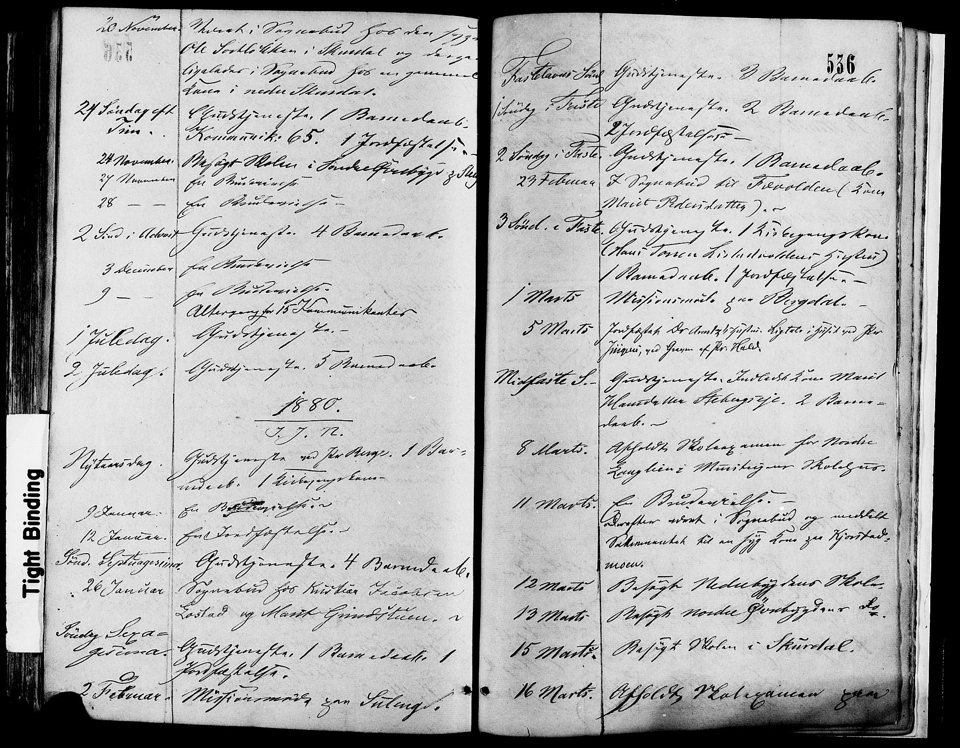 Sør-Fron prestekontor, SAH/PREST-010/H/Ha/Haa/L0002: Parish register (official) no. 2, 1864-1880, p. 536