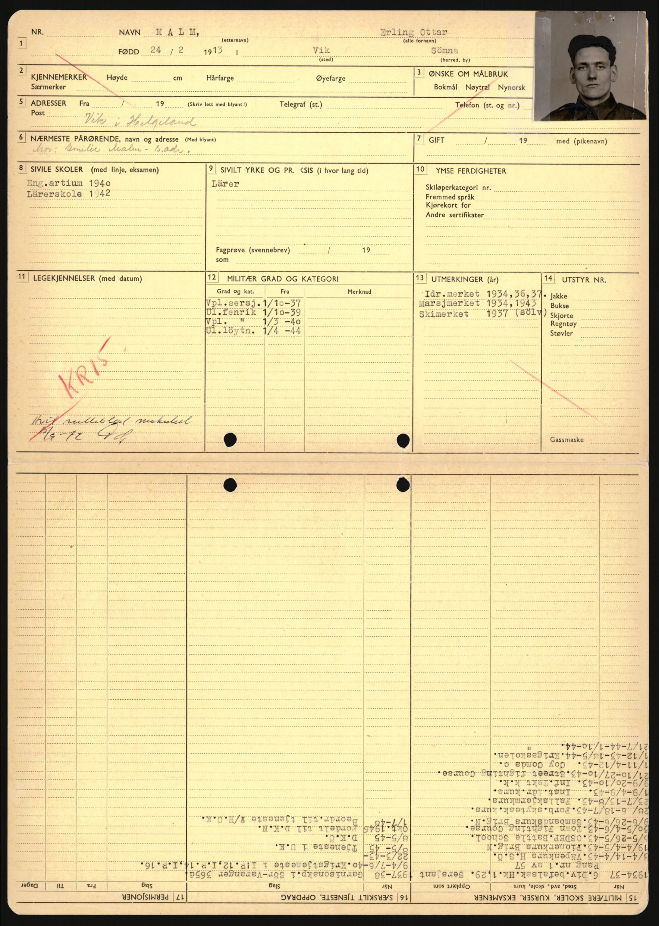 Forsvaret, Sør-Hålogaland landforsvar, AV/RA-RAFA-2552/P/Pa/L0302: Personellmapper for slettet personell, yrkesbefal og vernepliktig befal, født 1913-1916, 1932-1976, p. 107