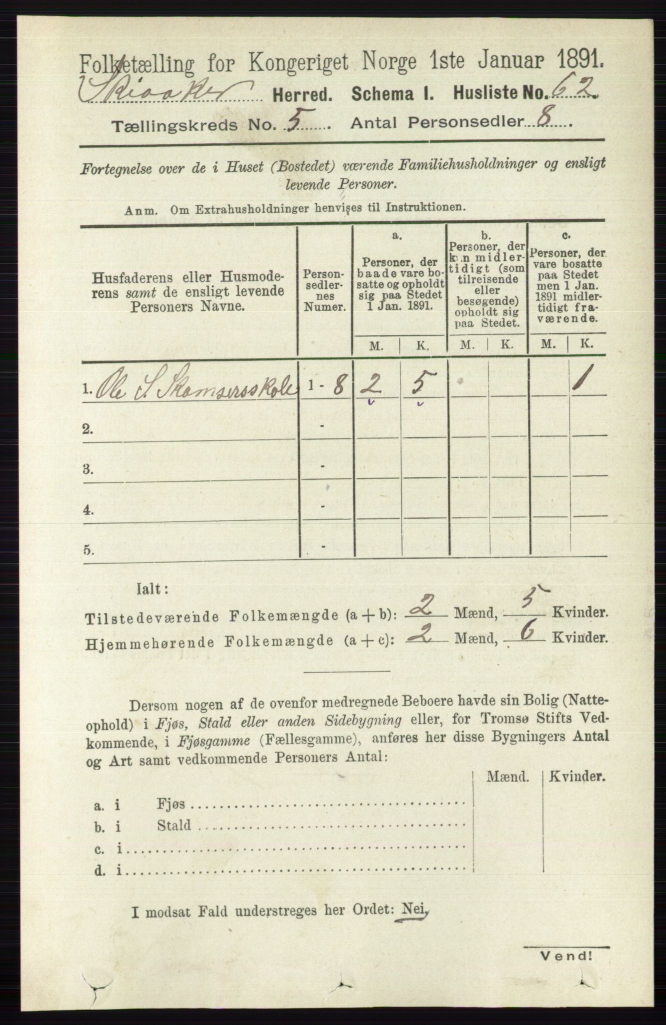 RA, 1891 census for 0513 Skjåk, 1891, p. 1606