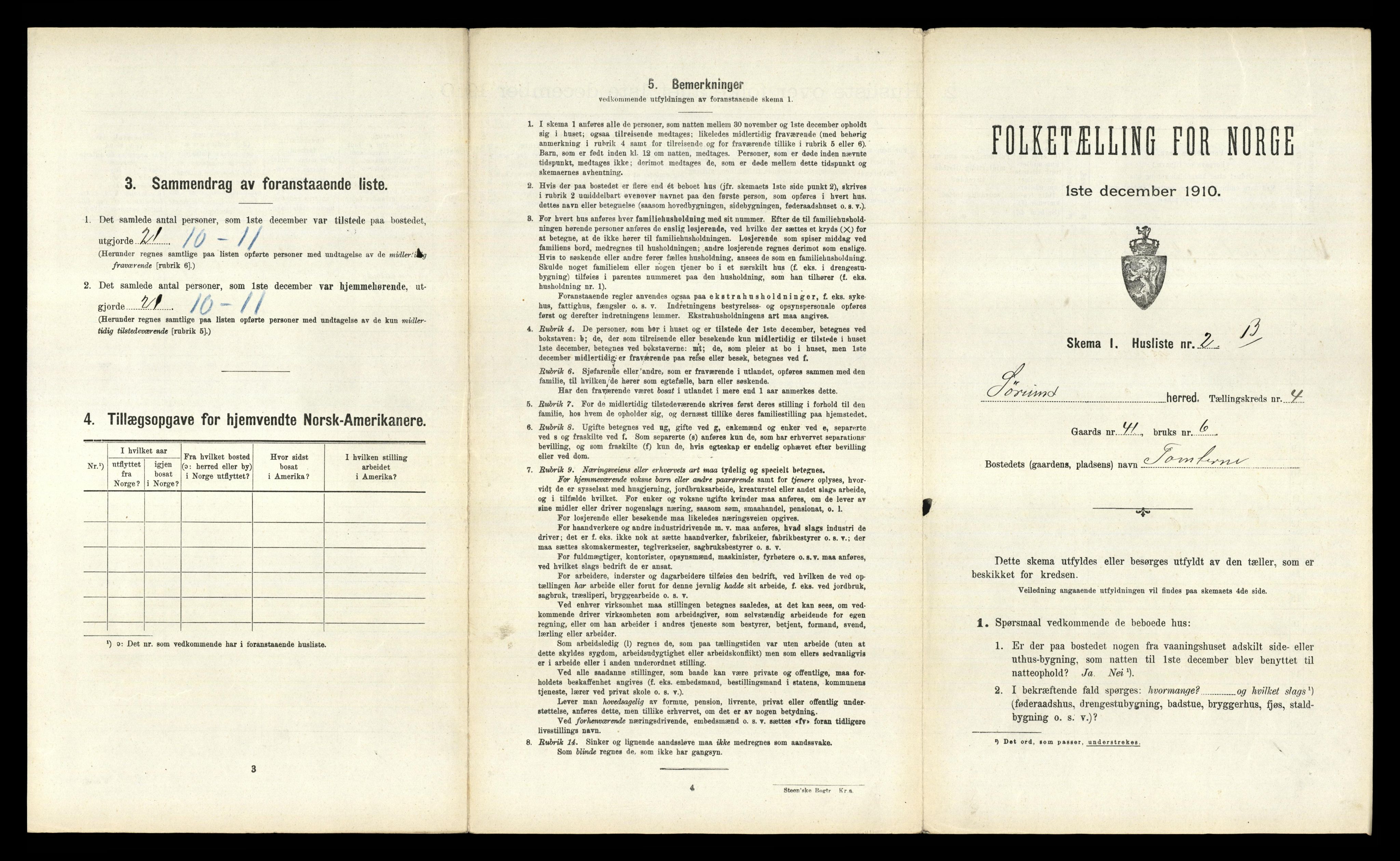 RA, 1910 census for Sørum, 1910, p. 413