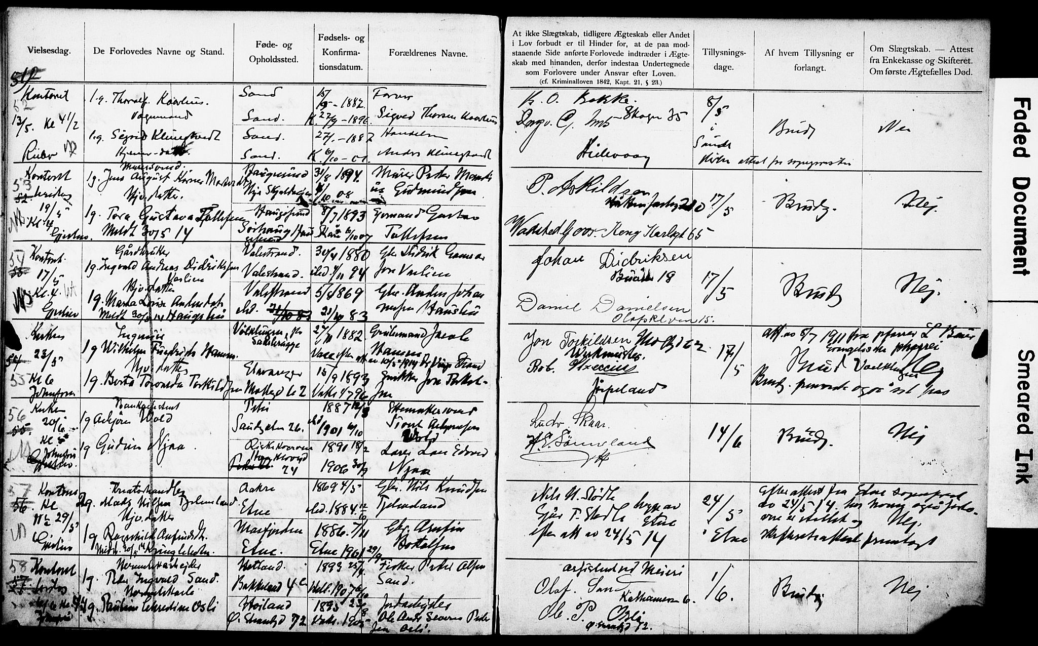 Domkirken sokneprestkontor, AV/SAST-A-101812/001/70/705BA/L0005: Banns register no. 5, 1904-1914