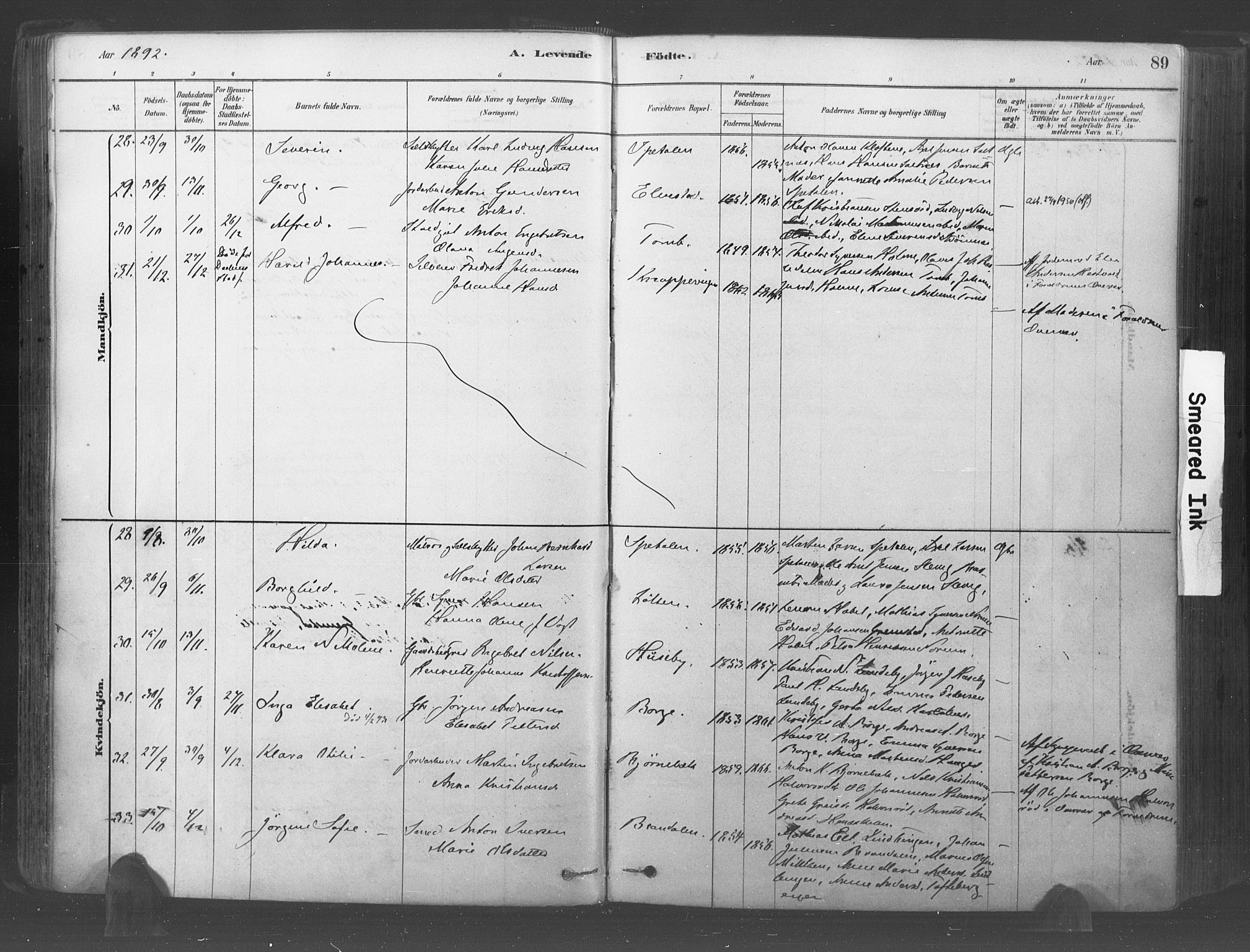 Råde prestekontor kirkebøker, AV/SAO-A-2009/F/Fa/L0007: Parish register (official) no. 7, 1878-1902, p. 89