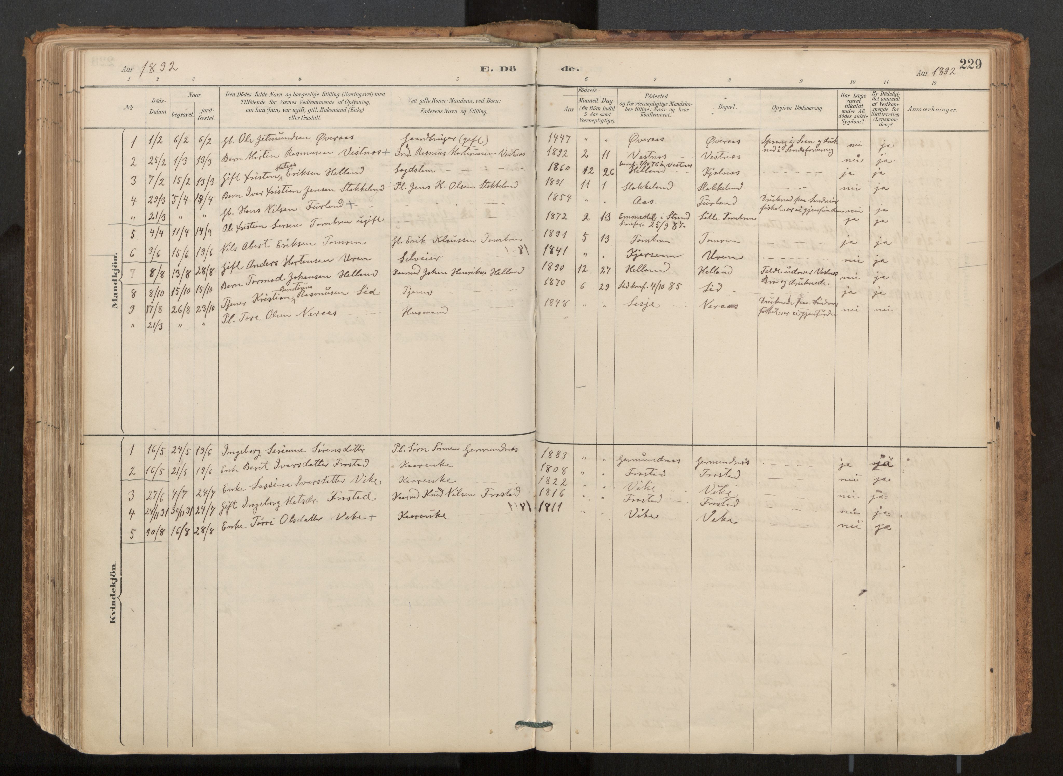 Ministerialprotokoller, klokkerbøker og fødselsregistre - Møre og Romsdal, AV/SAT-A-1454/539/L0531: Parish register (official) no. 539A04, 1887-1913, p. 229