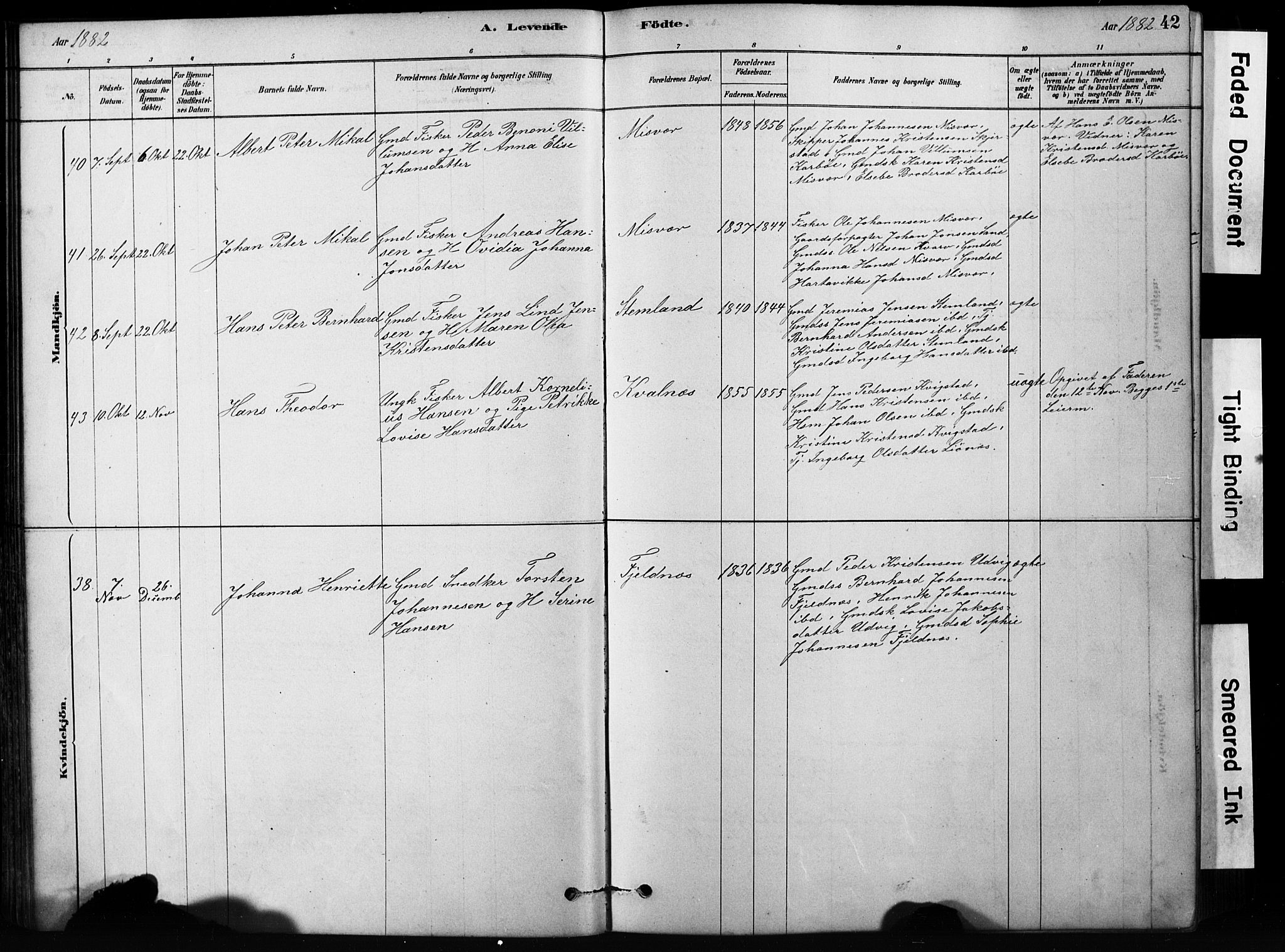 Ministerialprotokoller, klokkerbøker og fødselsregistre - Nordland, AV/SAT-A-1459/852/L0754: Parish register (copy) no. 852C05, 1878-1894, p. 42