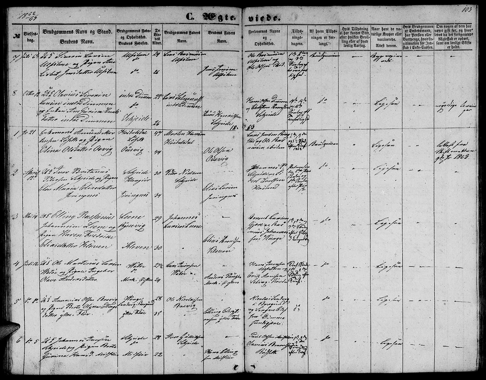 Ministerialprotokoller, klokkerbøker og fødselsregistre - Møre og Romsdal, AV/SAT-A-1454/509/L0111: Parish register (copy) no. 509C01, 1854-1882, p. 103