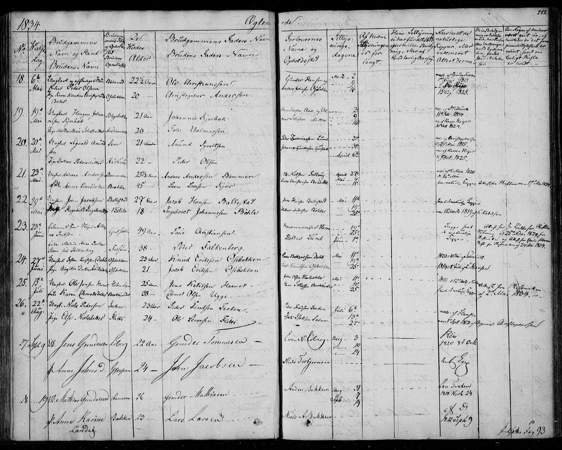 Gjerpen kirkebøker, SAKO/A-265/F/Fa/L0006: Parish register (official) no. I 6, 1829-1834, p. 222