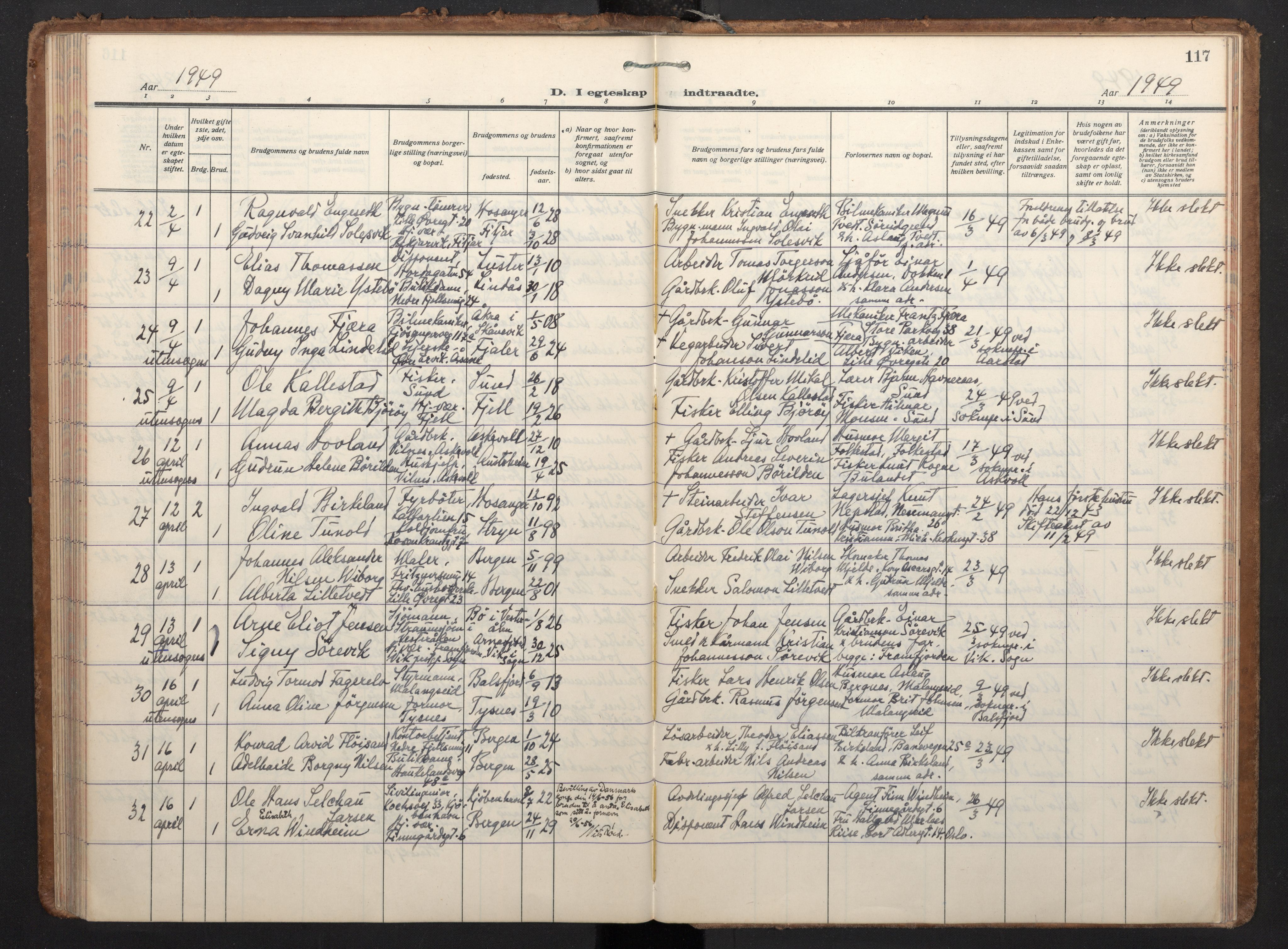 Korskirken sokneprestembete, AV/SAB-A-76101/H/Haa/L0040: Parish register (official) no. D 7, 1938-1952, p. 116b-117a