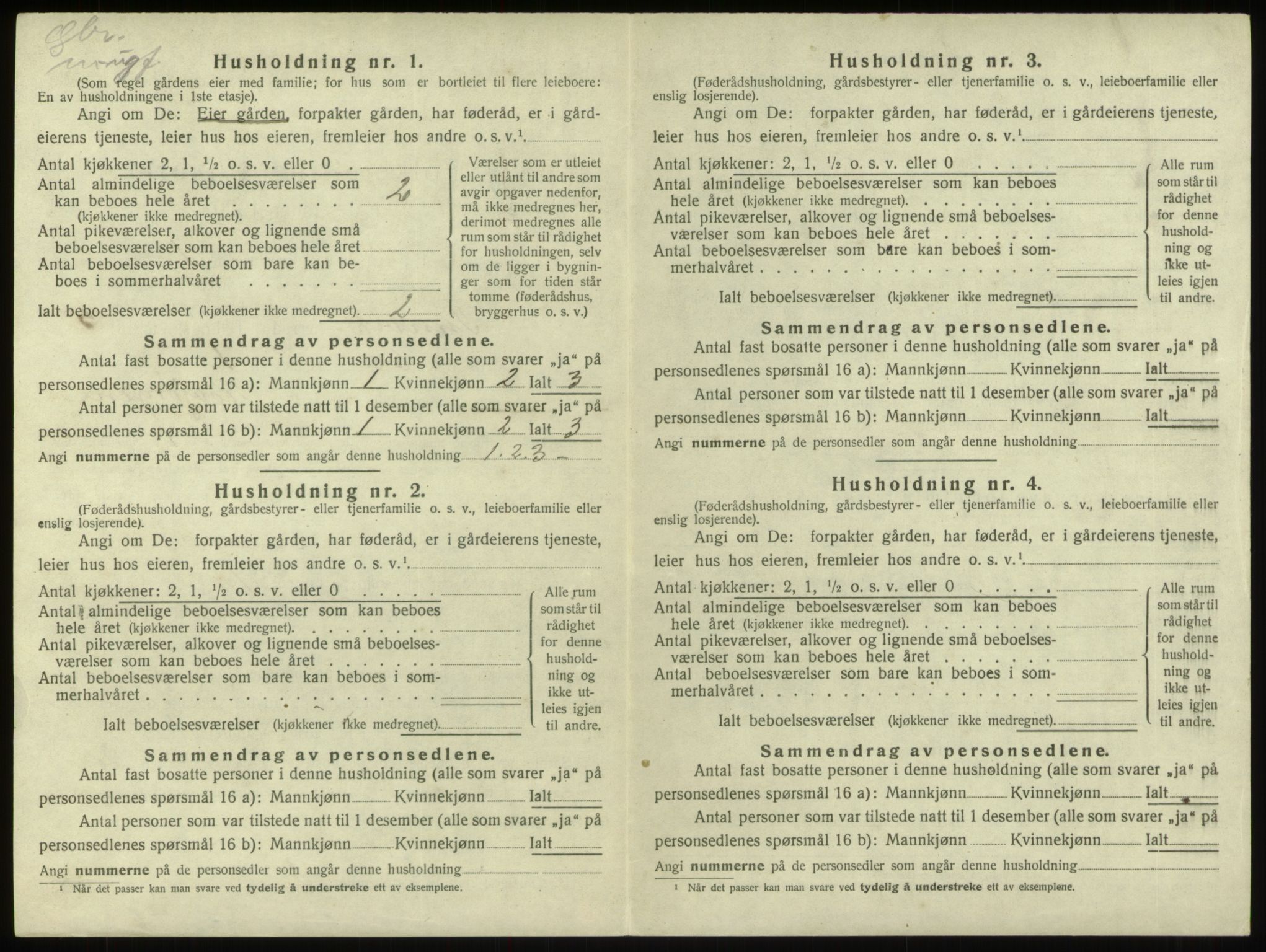 SAB, 1920 census for Innvik, 1920, p. 316