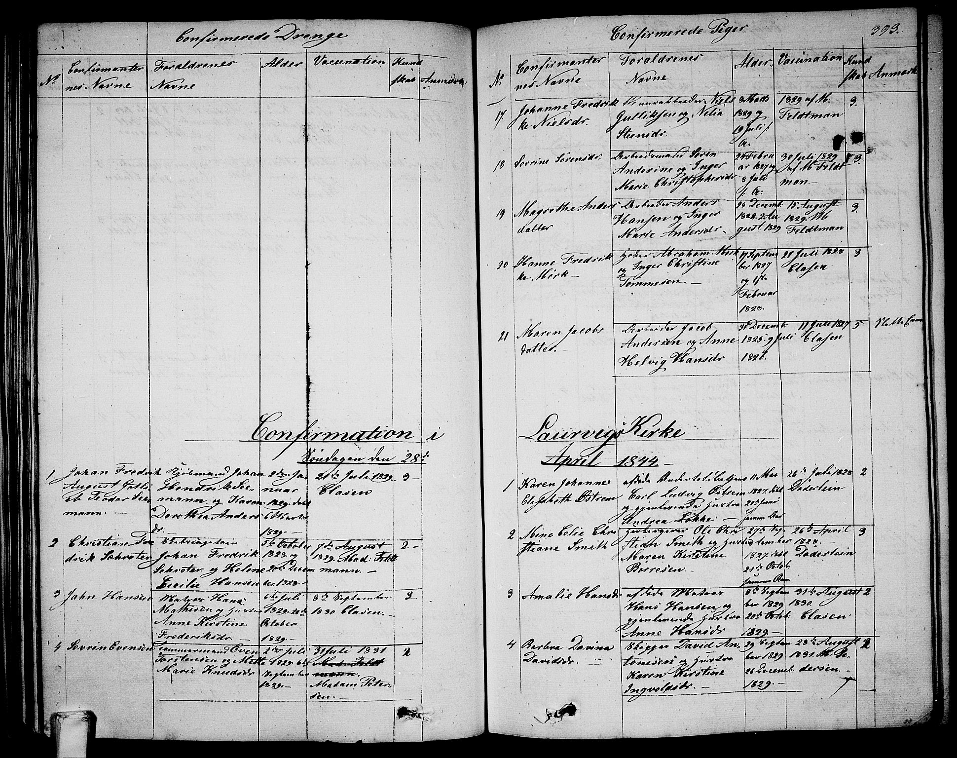 Larvik kirkebøker, AV/SAKO-A-352/G/Ga/L0003b: Parish register (copy) no. I 3B, 1830-1870, p. 393