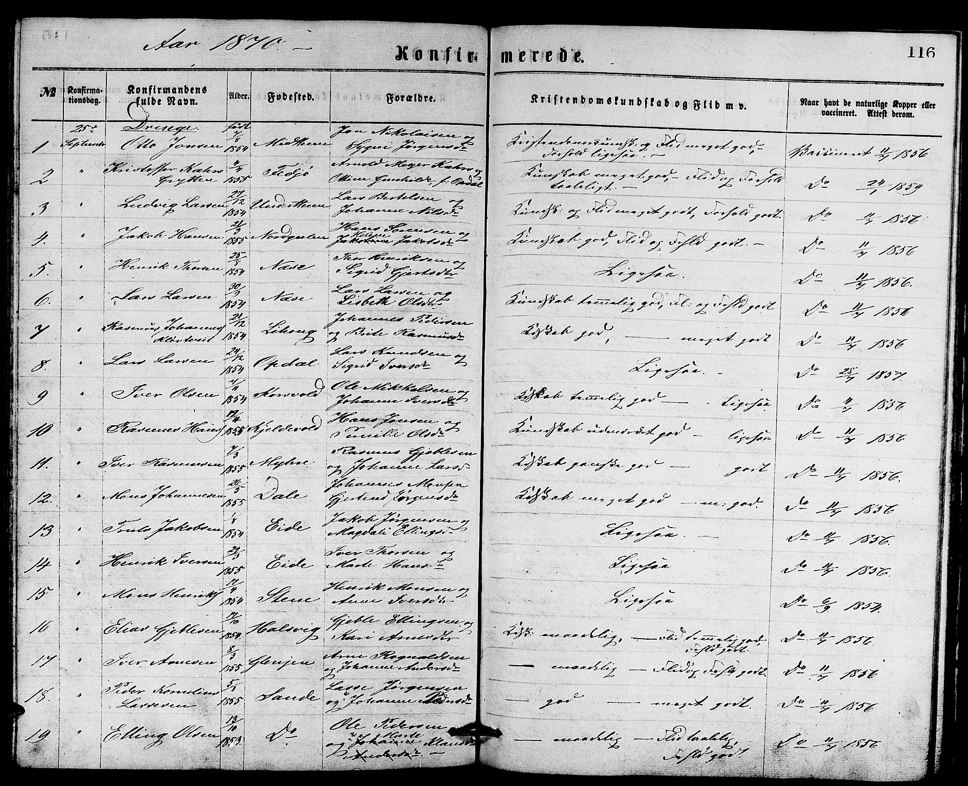 Gulen sokneprestembete, SAB/A-80201/H/Hab/Habb/L0002: Parish register (copy) no. B 2, 1867-1883, p. 116