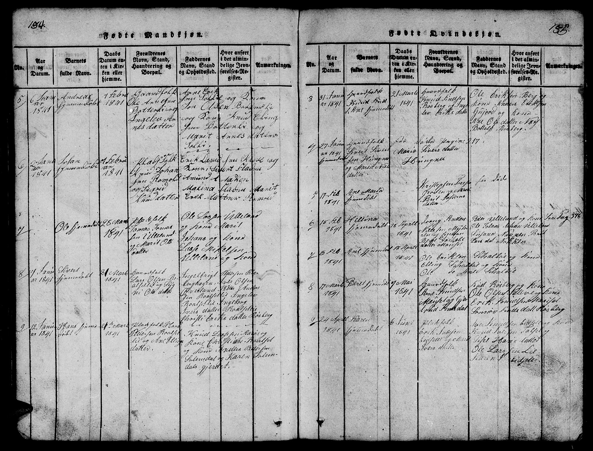 Ministerialprotokoller, klokkerbøker og fødselsregistre - Møre og Romsdal, AV/SAT-A-1454/557/L0683: Parish register (copy) no. 557C01, 1818-1862, p. 134-135