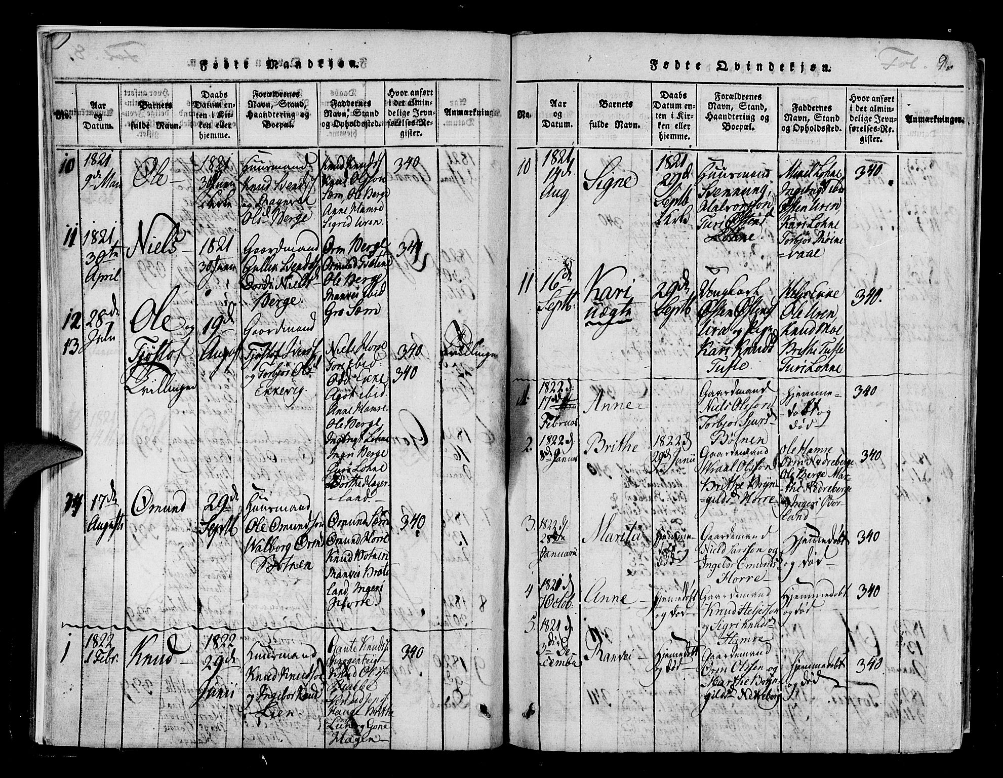 Røldal sokneprestembete, SAB/A-100247: Parish register (official) no. A 2, 1817-1856, p. 9