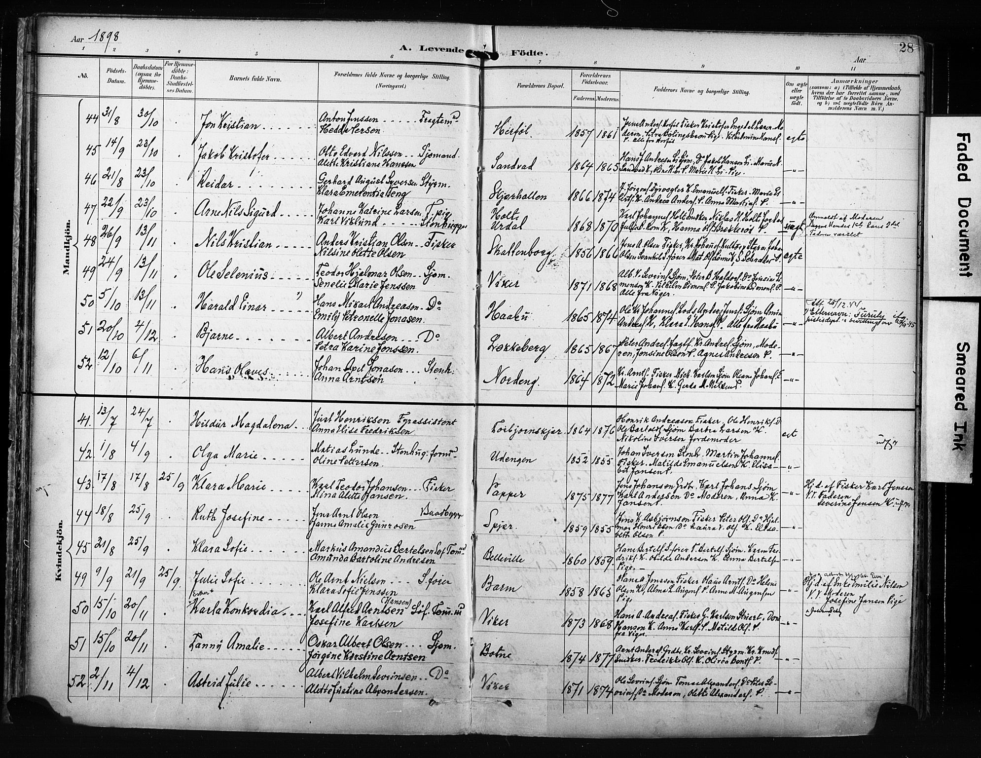 Hvaler prestekontor Kirkebøker, AV/SAO-A-2001/F/Fa/L0009: Parish register (official) no. I 9, 1895-1906, p. 28