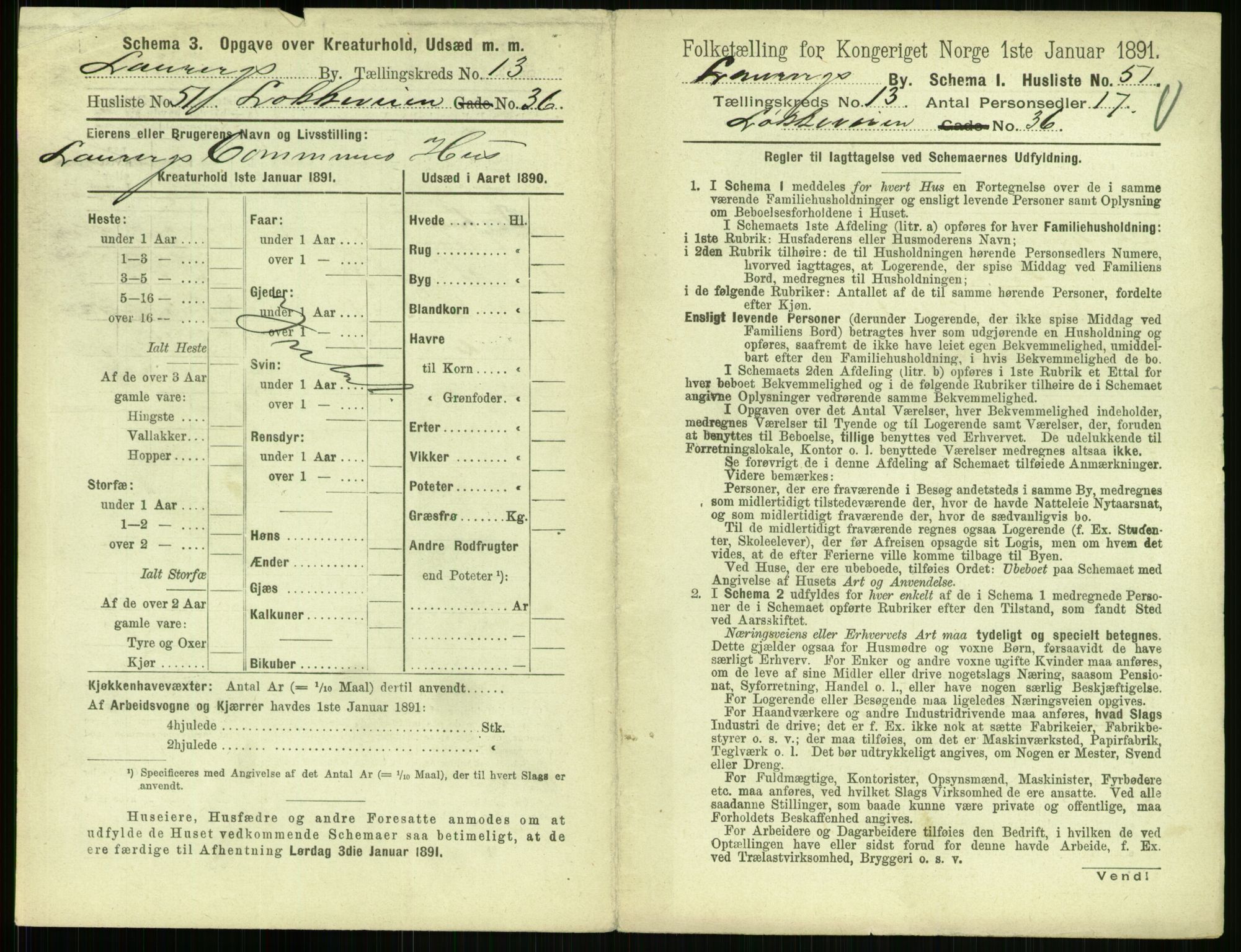 RA, 1891 census for 0707 Larvik, 1891, p. 1609