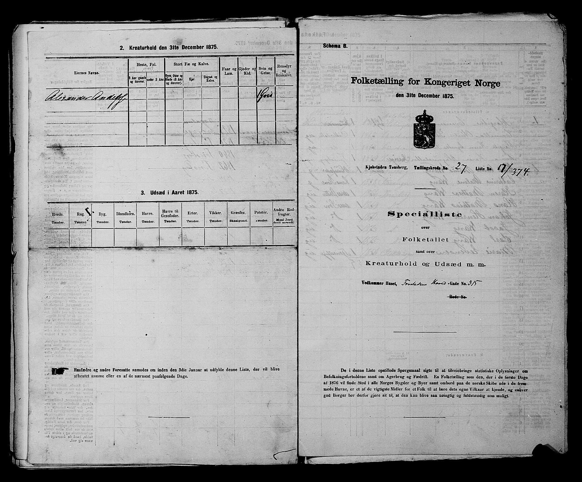 SAKO, 1875 census for 0705P Tønsberg, 1875, p. 898