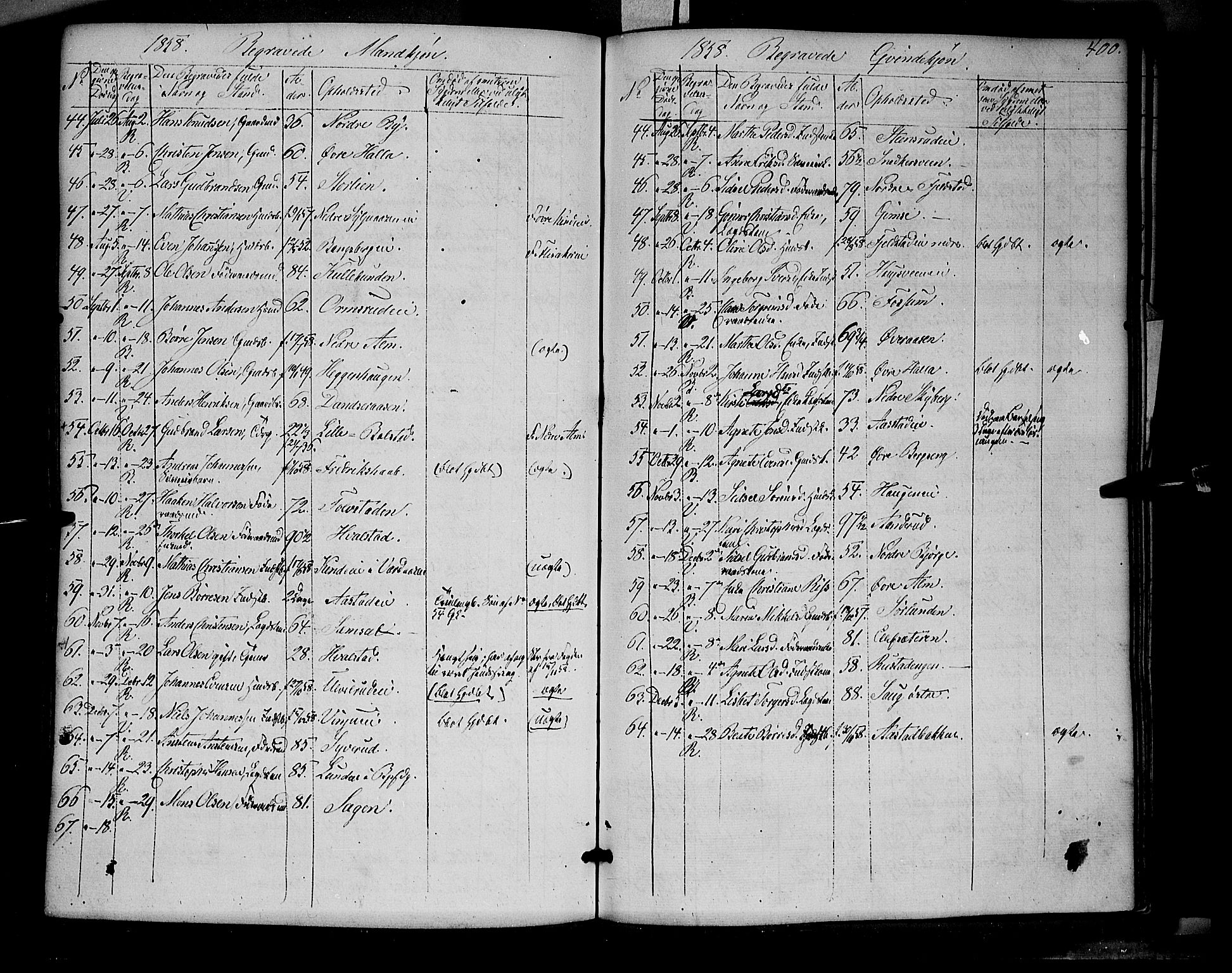 Ringsaker prestekontor, AV/SAH-PREST-014/K/Ka/L0009: Parish register (official) no. 9, 1850-1860, p. 400