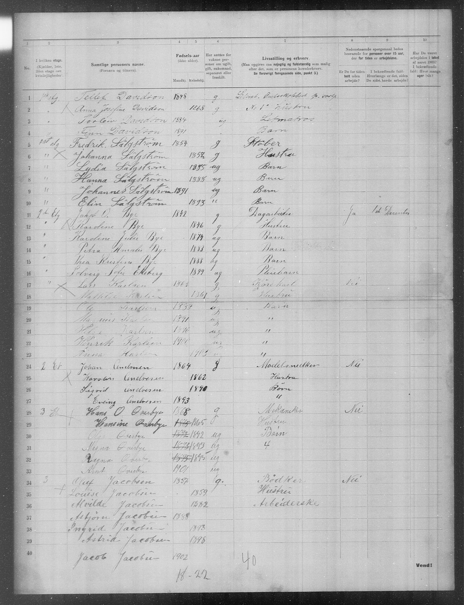 OBA, Municipal Census 1903 for Kristiania, 1903, p. 14209