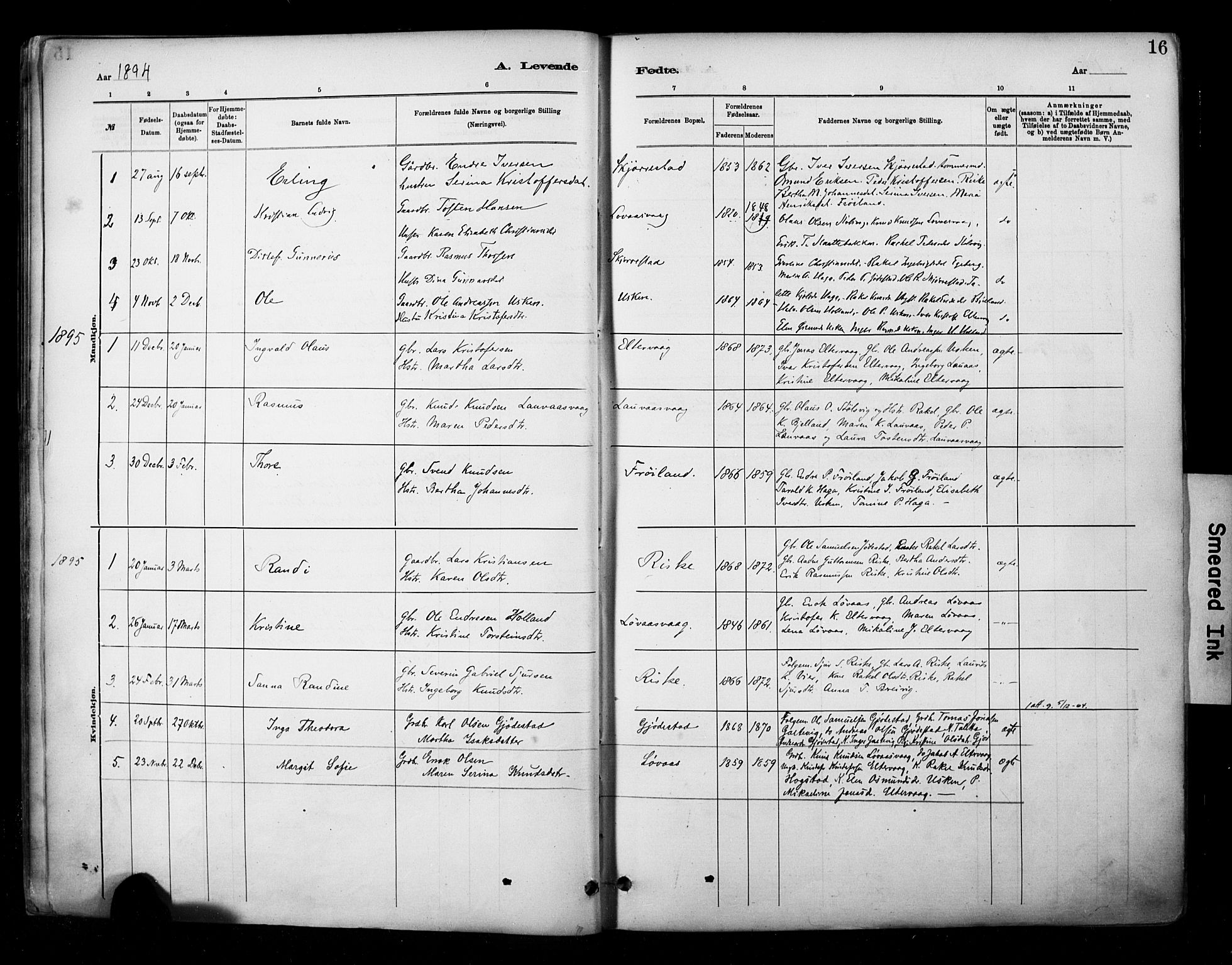 Hetland sokneprestkontor, SAST/A-101826/30/30BA/L0010: Parish register (official) no. A 10, 1882-1925, p. 16