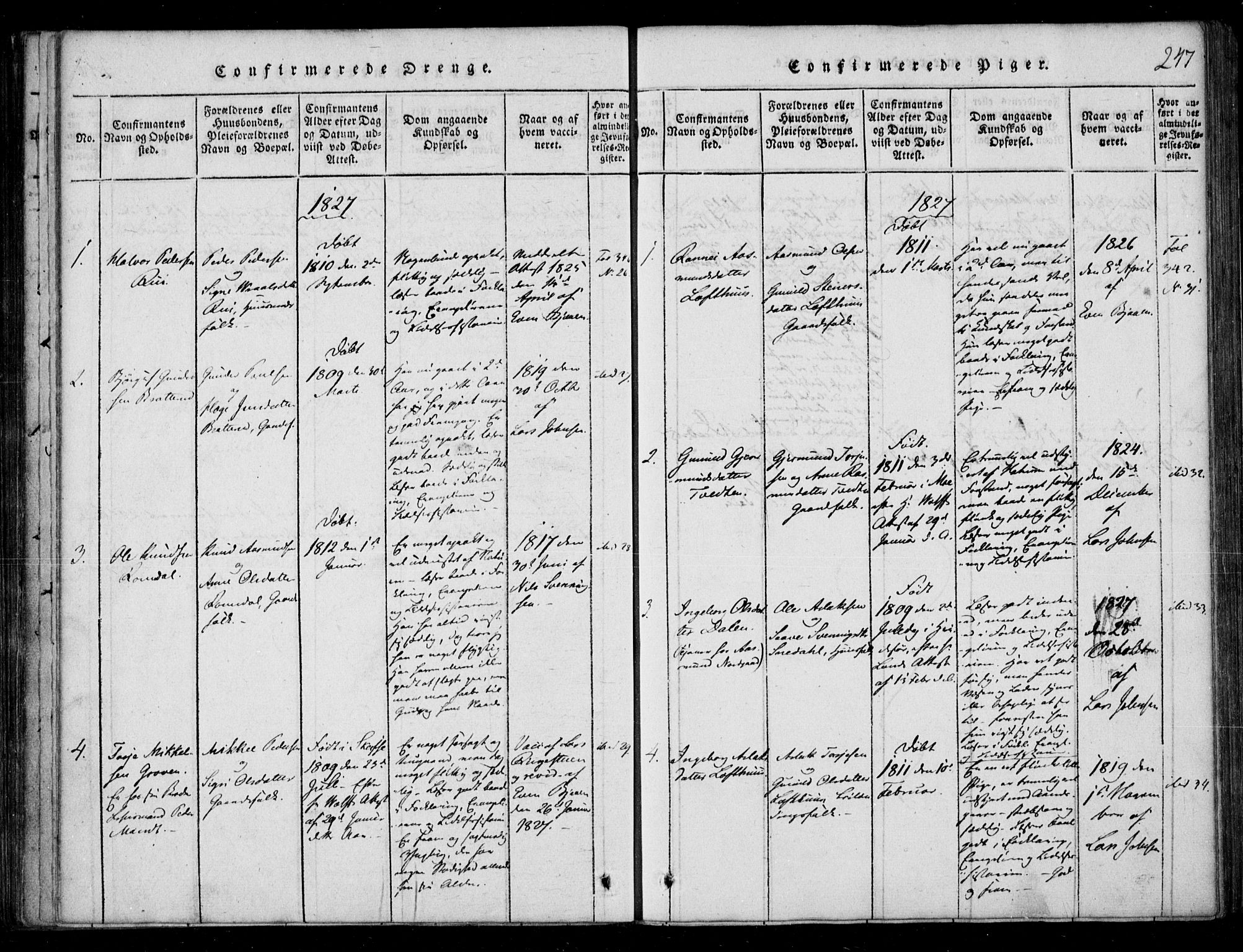 Lårdal kirkebøker, SAKO/A-284/F/Fb/L0001: Parish register (official) no. II 1, 1815-1860, p. 247