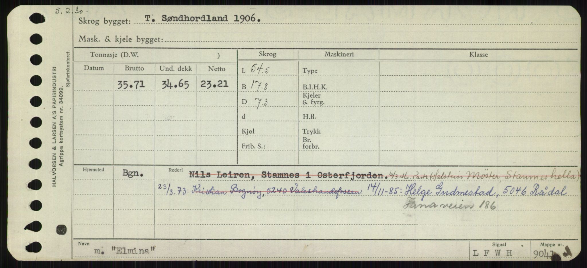 Sjøfartsdirektoratet med forløpere, Skipsmålingen, AV/RA-S-1627/H/Ha/L0002/0001: Fartøy, Eik-Hill / Fartøy, Eik-F, p. 133