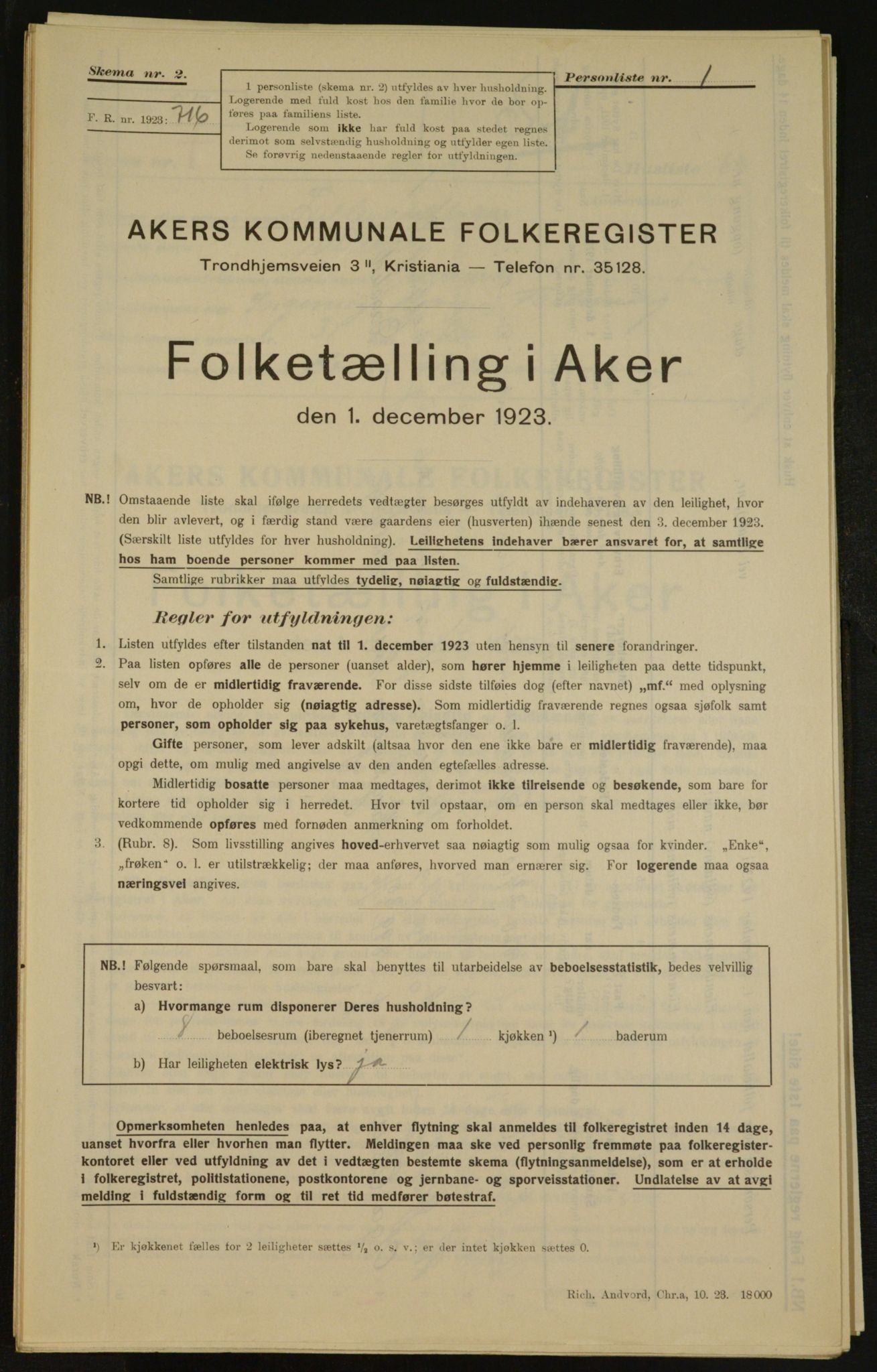 , Municipal Census 1923 for Aker, 1923, p. 4503