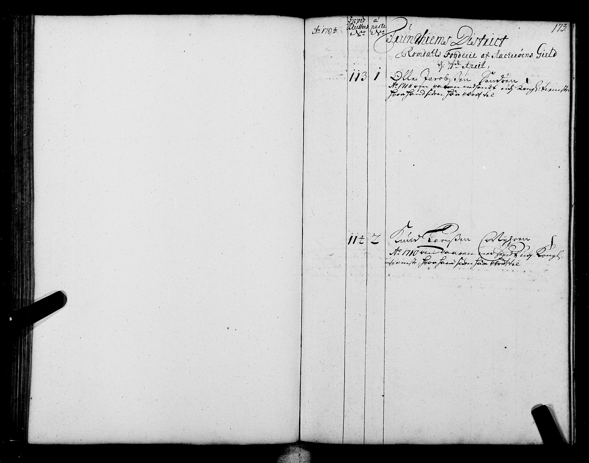 Sjøinnrulleringen - Trondhjemske distrikt, SAT/A-5121/01/L0004: Ruller over sjøfolk i Trondhjem by, 1704-1710, p. 173