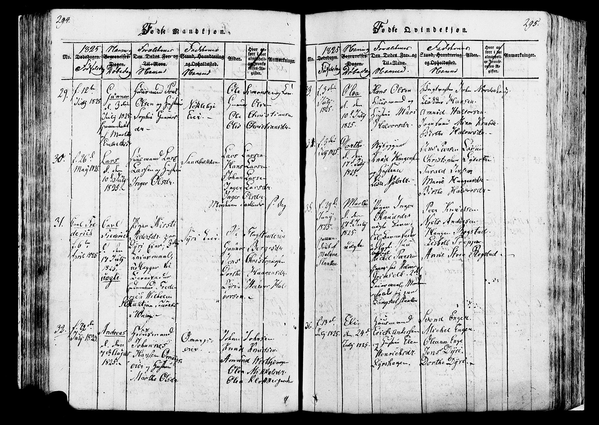 Løten prestekontor, AV/SAH-PREST-022/K/Ka/L0005: Parish register (official) no. 5, 1814-1832, p. 294-295