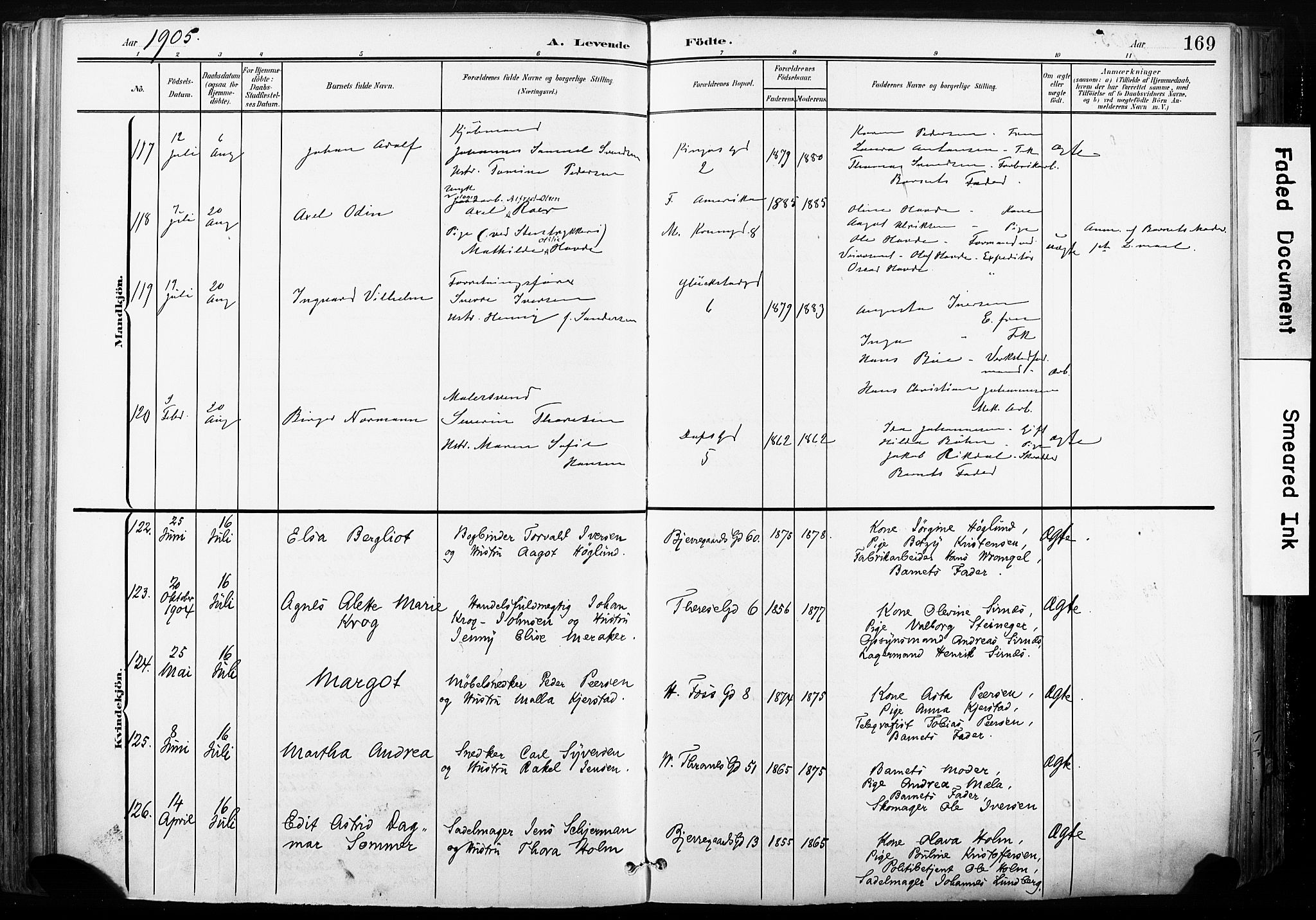 Gamle Aker prestekontor Kirkebøker, SAO/A-10617a/F/L0013: Parish register (official) no. 13, 1901-1908, p. 169