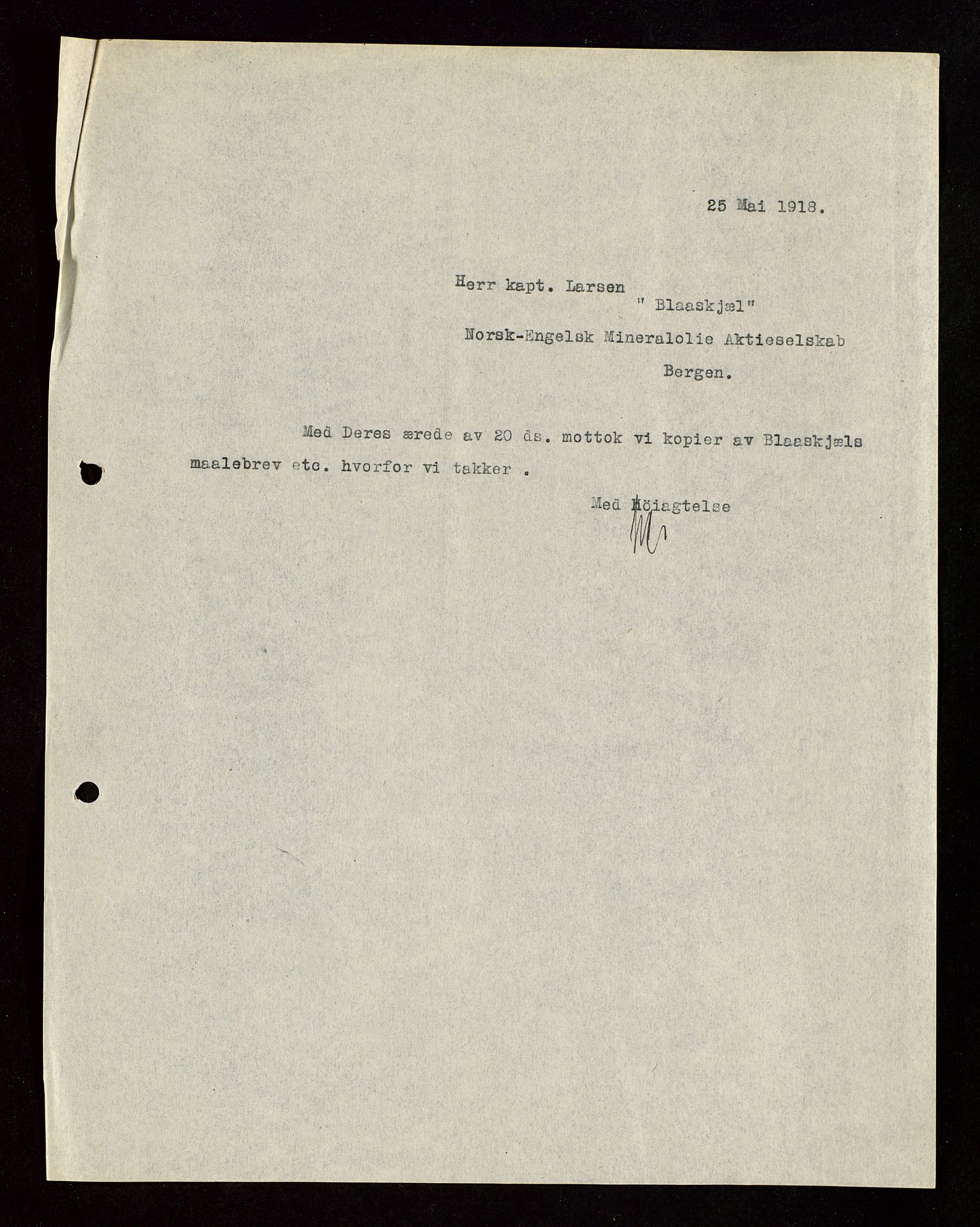 Pa 1521 - A/S Norske Shell, AV/SAST-A-101915/E/Ea/Eaa/L0003: Sjefskorrespondanse, 1918, p. 134