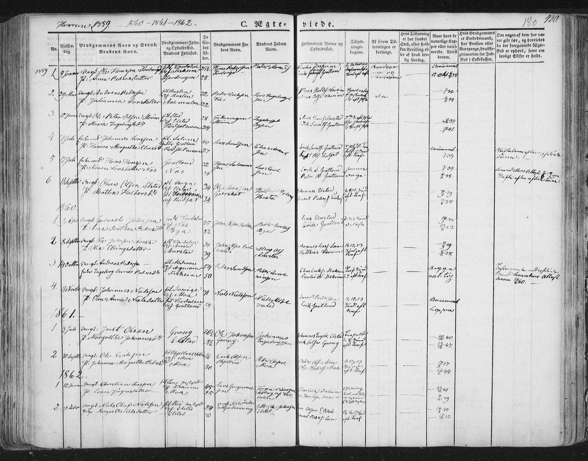 Ministerialprotokoller, klokkerbøker og fødselsregistre - Nord-Trøndelag, SAT/A-1458/758/L0513: Parish register (official) no. 758A02 /3, 1839-1868, p. 180