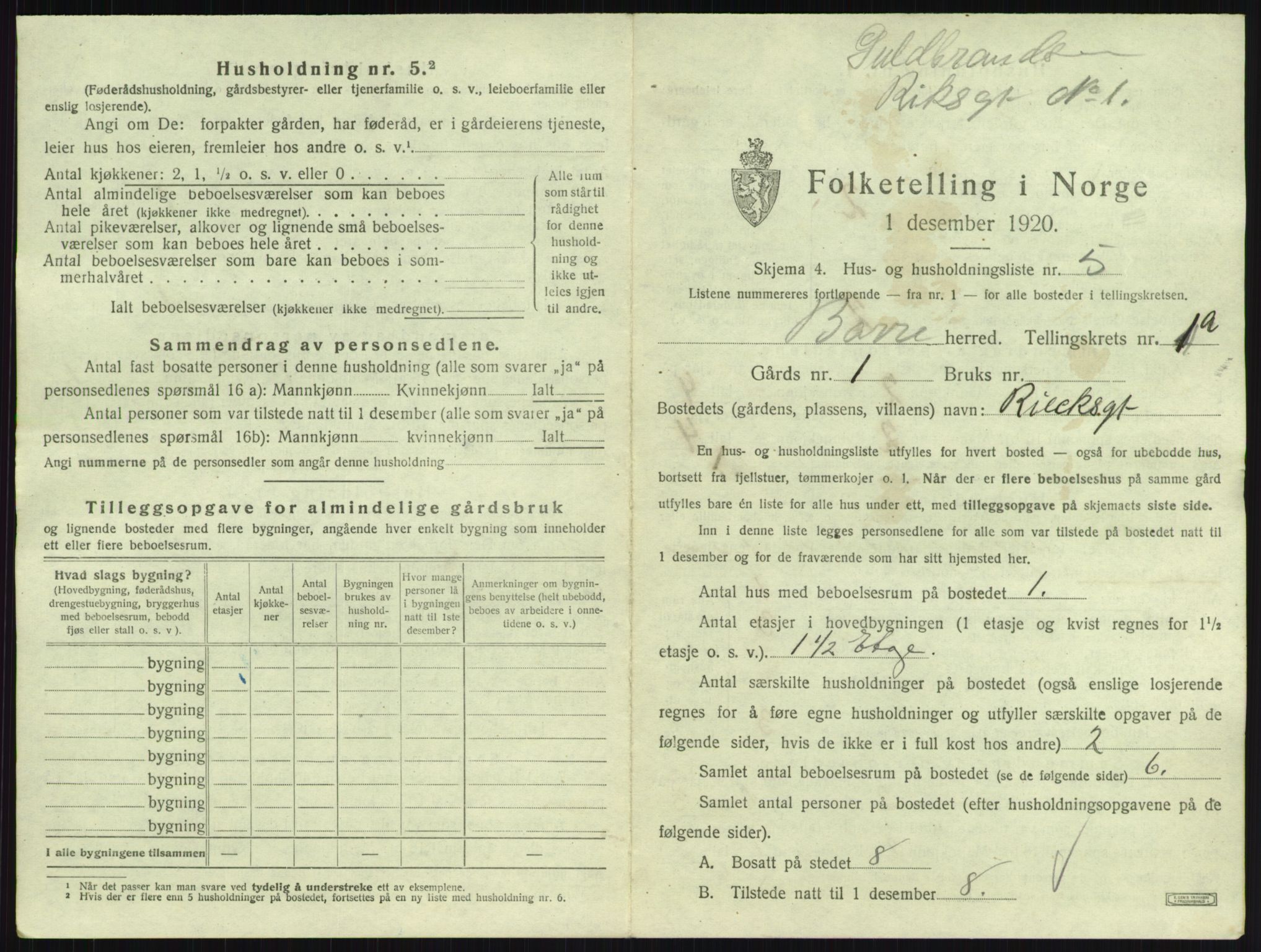 SAKO, 1920 census for Borre, 1920, p. 40