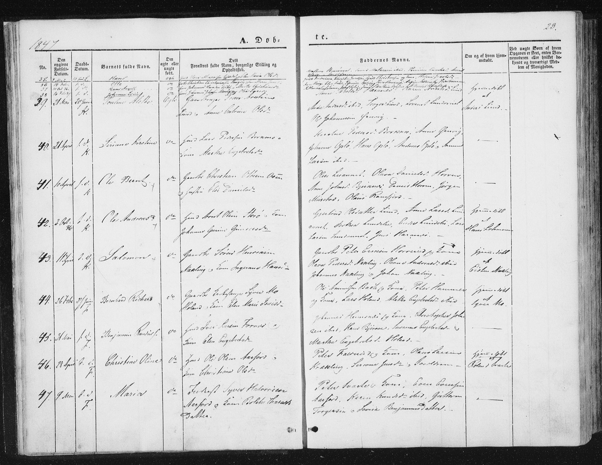 Ministerialprotokoller, klokkerbøker og fødselsregistre - Nord-Trøndelag, AV/SAT-A-1458/780/L0640: Parish register (official) no. 780A05, 1845-1856, p. 23