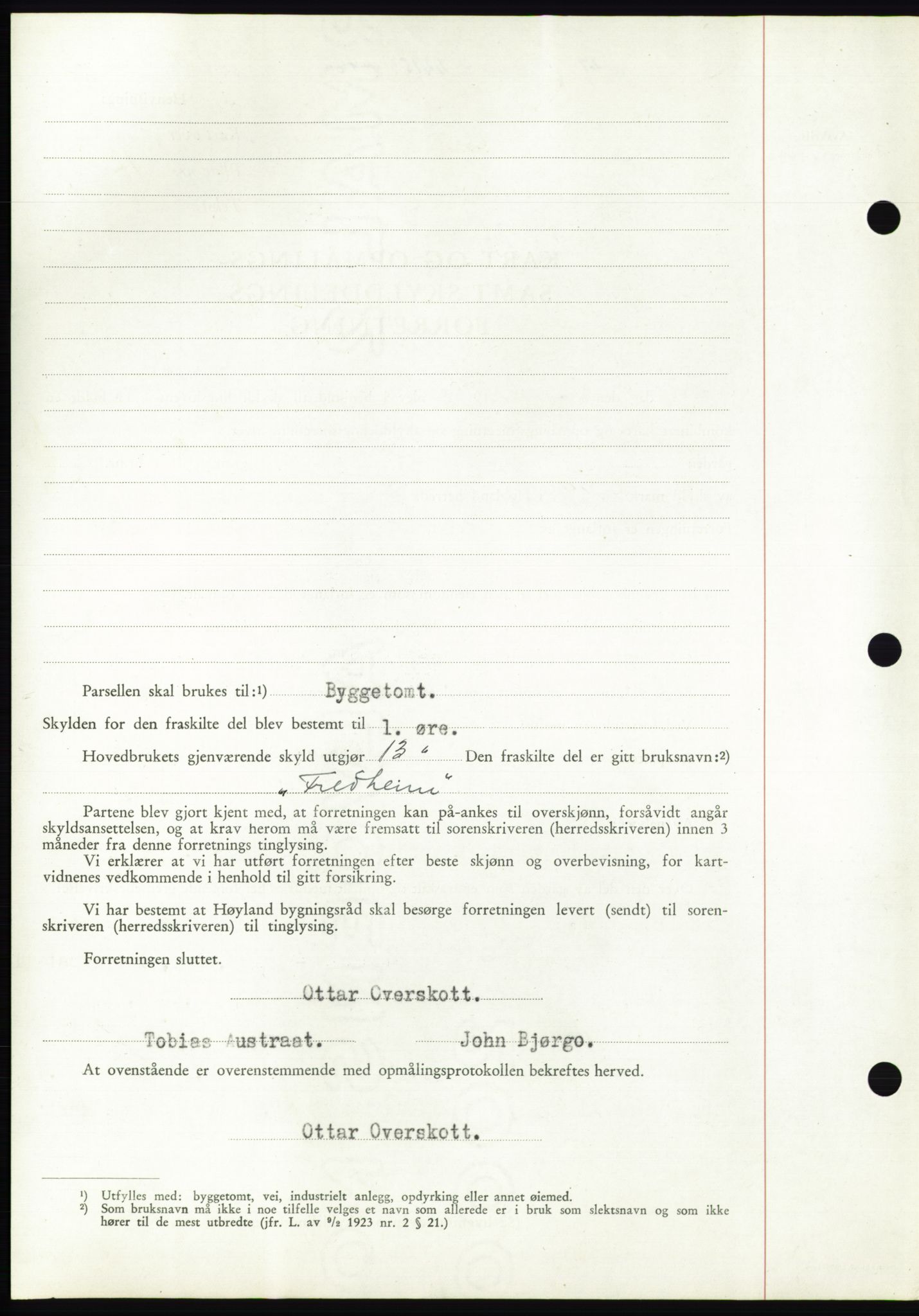 Jæren sorenskriveri, SAST/A-100310/03/G/Gba/L0090: Mortgage book, 1946-1946, Diary no: : 2295/1946