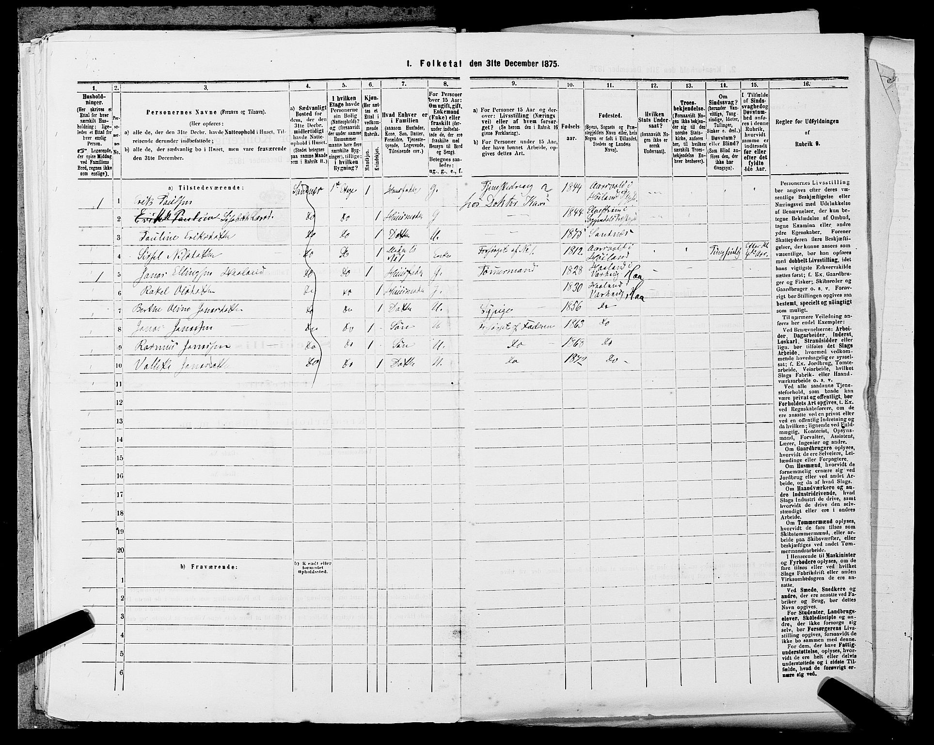 SAST, 1875 census for 1102B Høyland/Sandnes, 1875, p. 204