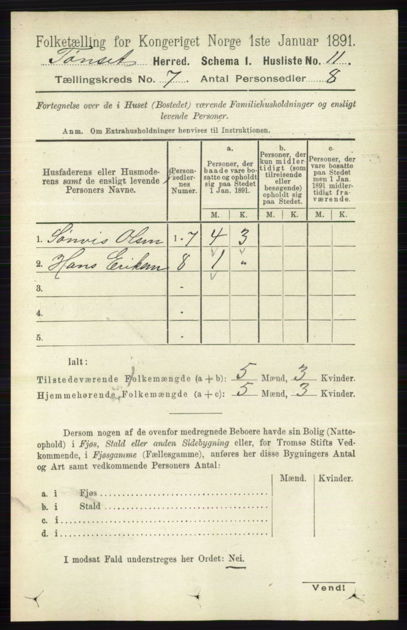 RA, 1891 census for 0437 Tynset, 1891, p. 1679