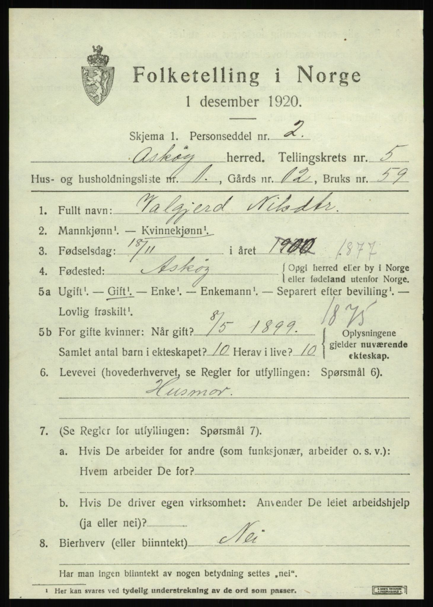 SAB, 1920 census for Askøy, 1920, p. 8752