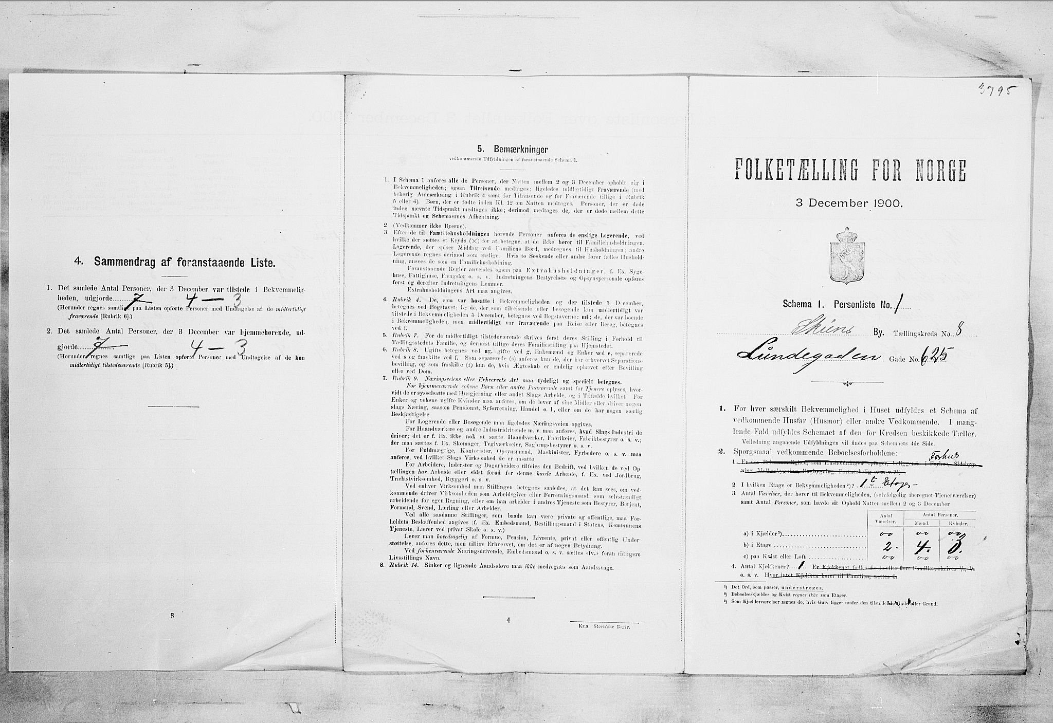 SAKO, 1900 census for Skien, 1900, p. 1423